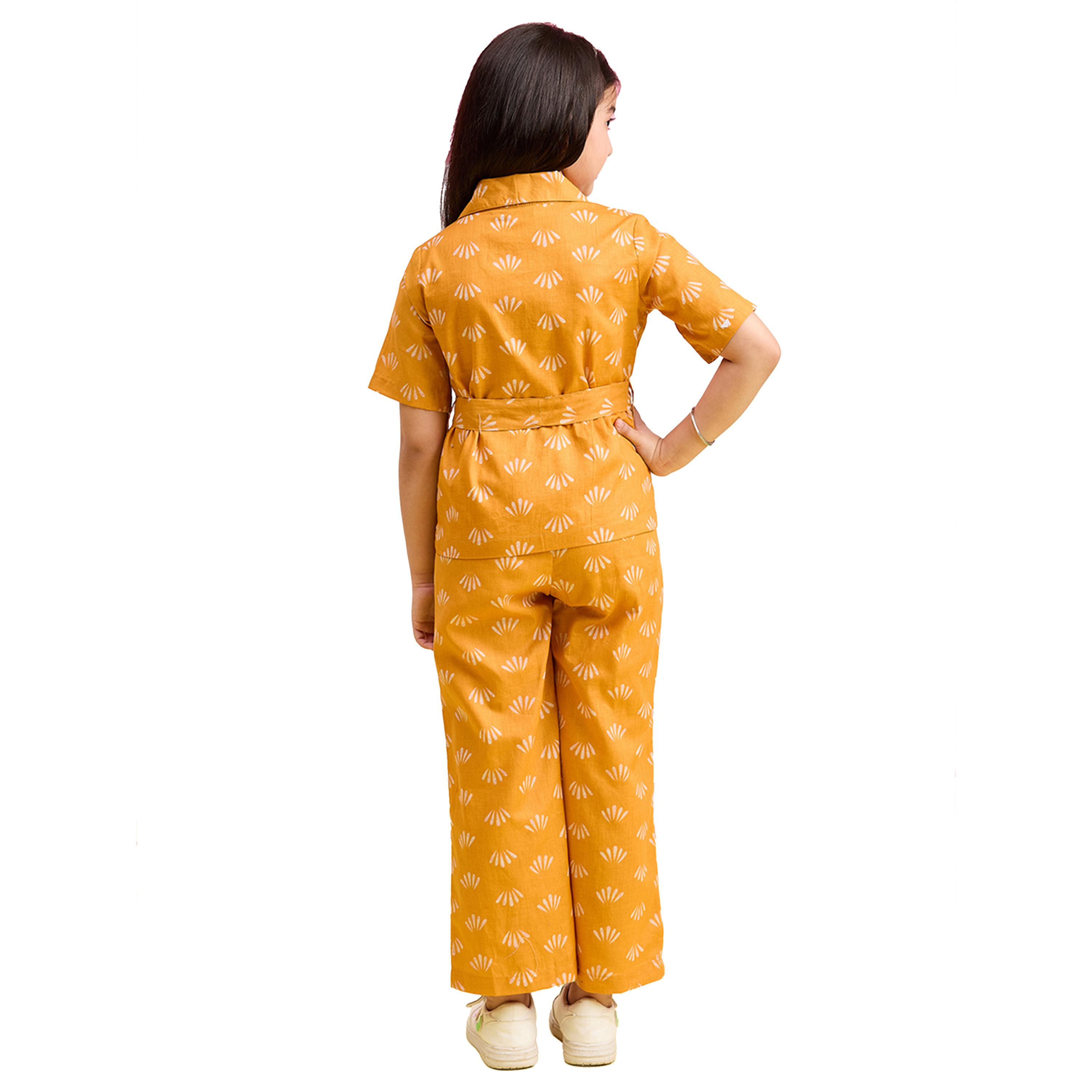 ستايلو باغ × ستايلي- طقم قميص وبنطلون قطن لون خردل للبنات-girls-clothing-setsandcoords-image-3