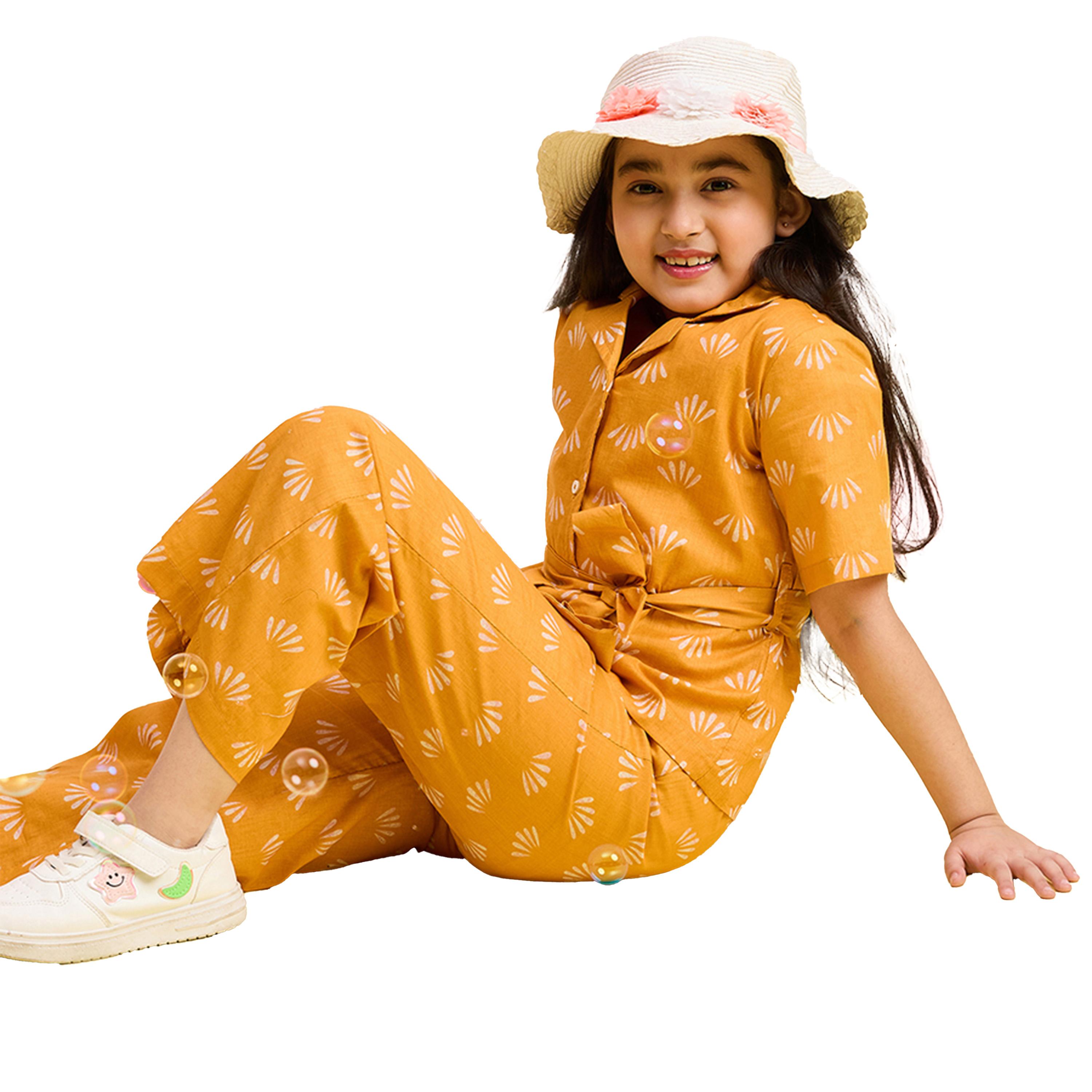Stylo Bug X Styli Mustard Cotton Shirt and Trousers Set for Girls-girls-clothing-setsandcoords-image-5
