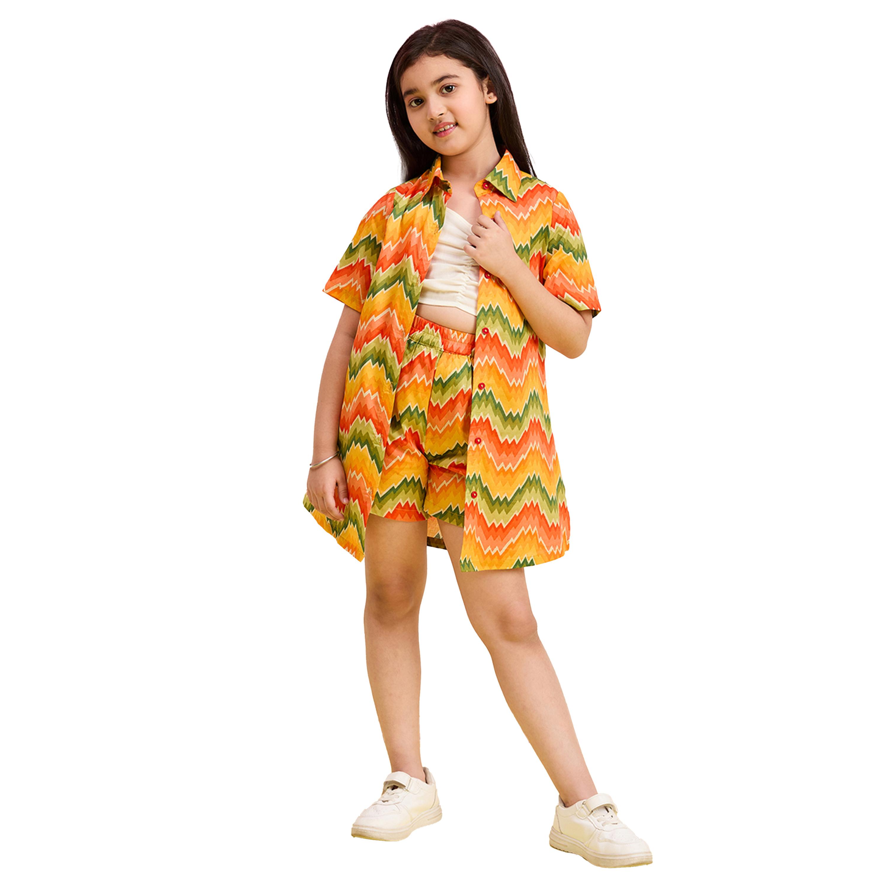 ستايلو باغ × ستايلي- طقم قميص وشورت بطبعة هندسية متعددة الألوان-girls-clothing-setsandcoords-image-1