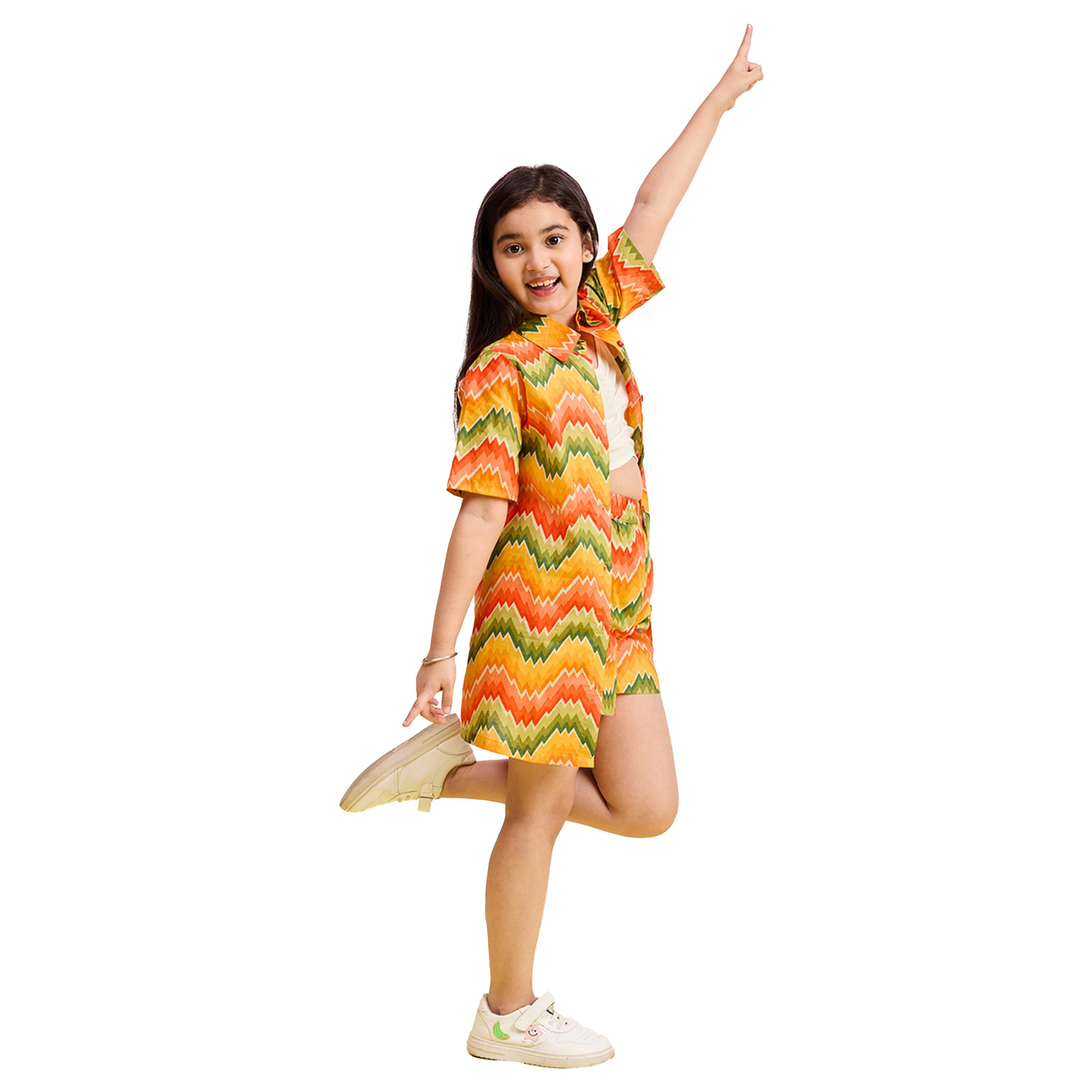 Stylo Bug X Styli Multicolored Geometric Print Shirt and Shorts Set-girls-clothing-setsandcoords-image-3