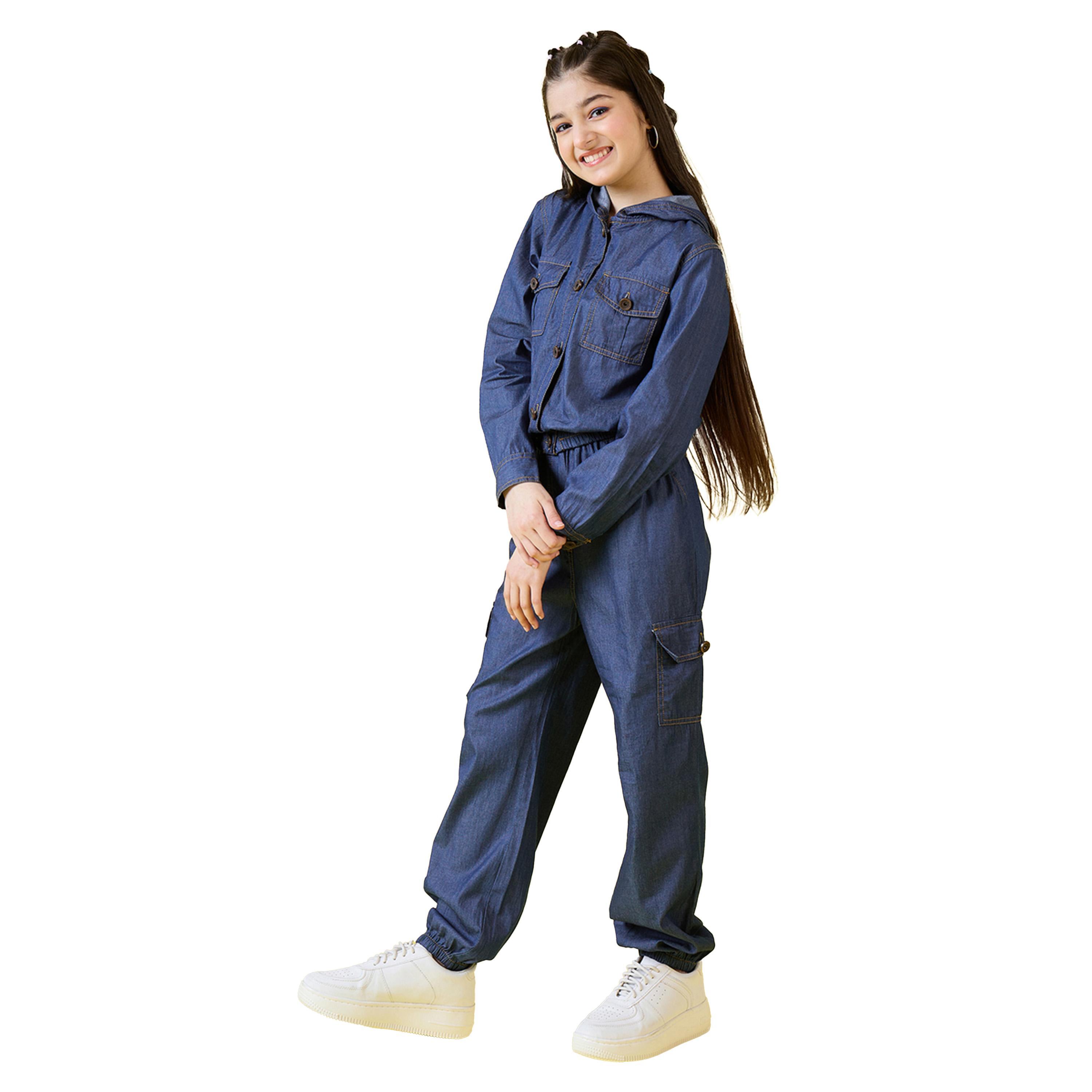 ستايلو باغ × ستايلي- بلوزة سادة بأكمام طويلة وغطاء للرأس مع طقم بنطال-girls-clothing-setsandcoords-image-3