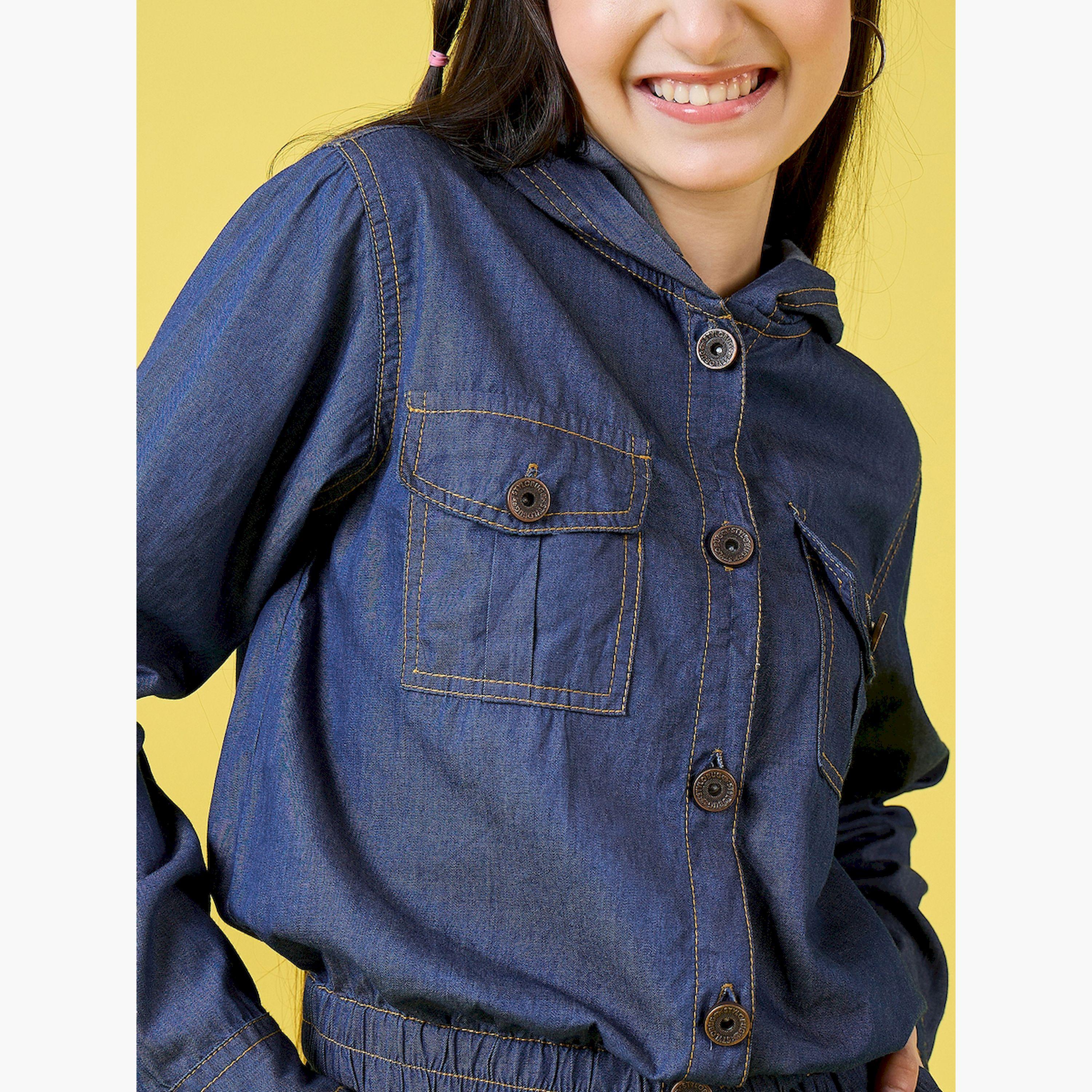 Stylo Bug X Styli Solid Hooded Long Sleeve Top with Pants Set-girls-clothing-setsandcoords-image-5