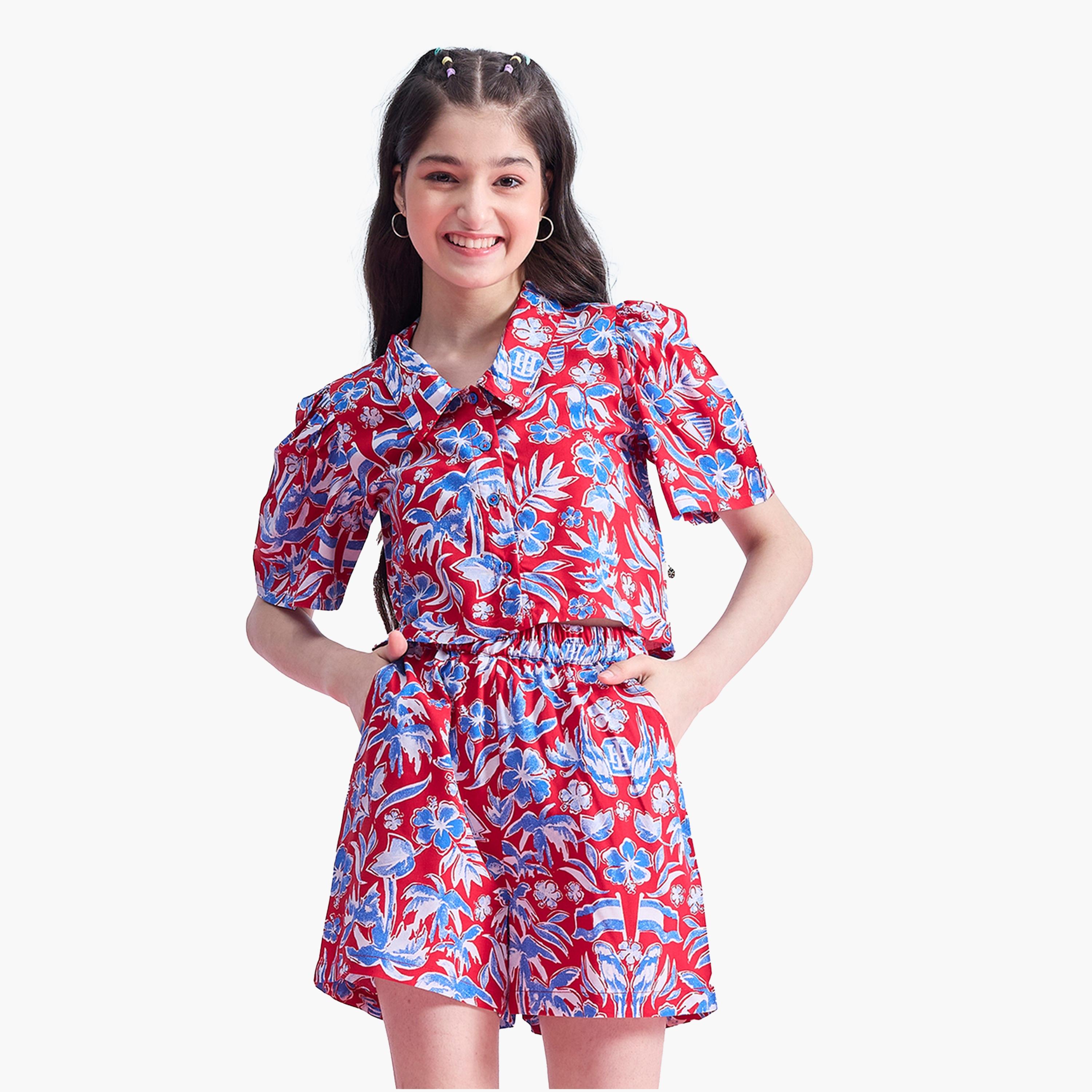 ستايلو باغ × ستايلي-  طقم قميص قصير وشورت مطبوع بالكامل-girls-clothing-setsandcoords-image-1