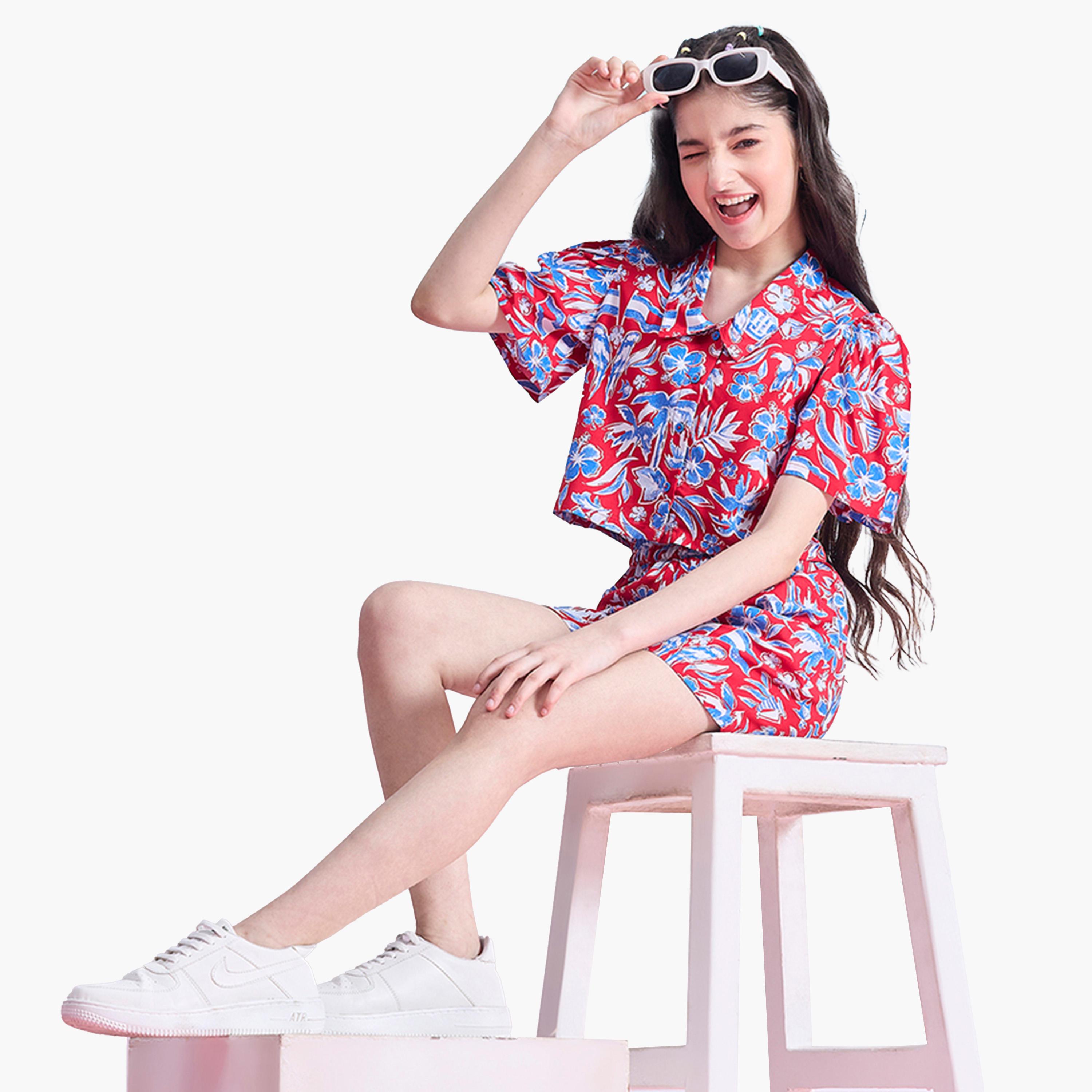 ستايلو باغ × ستايلي-  طقم قميص قصير وشورت مطبوع بالكامل-girls-clothing-setsandcoords-image-2