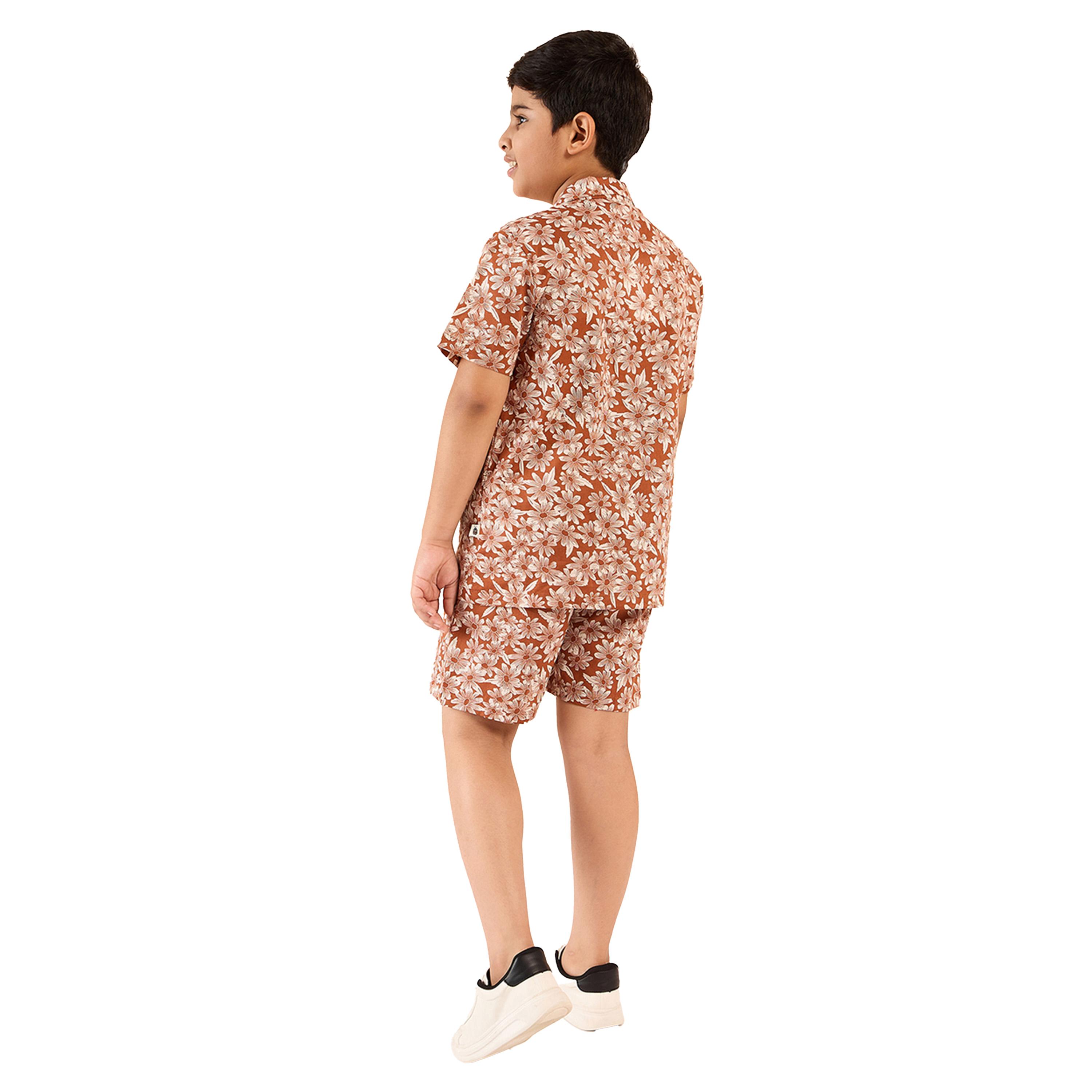 ستايلو باغ × ستايلي- طقم قميص وشورت رايون بني للأولاد-boys-clothing-setsandcoords-image-5