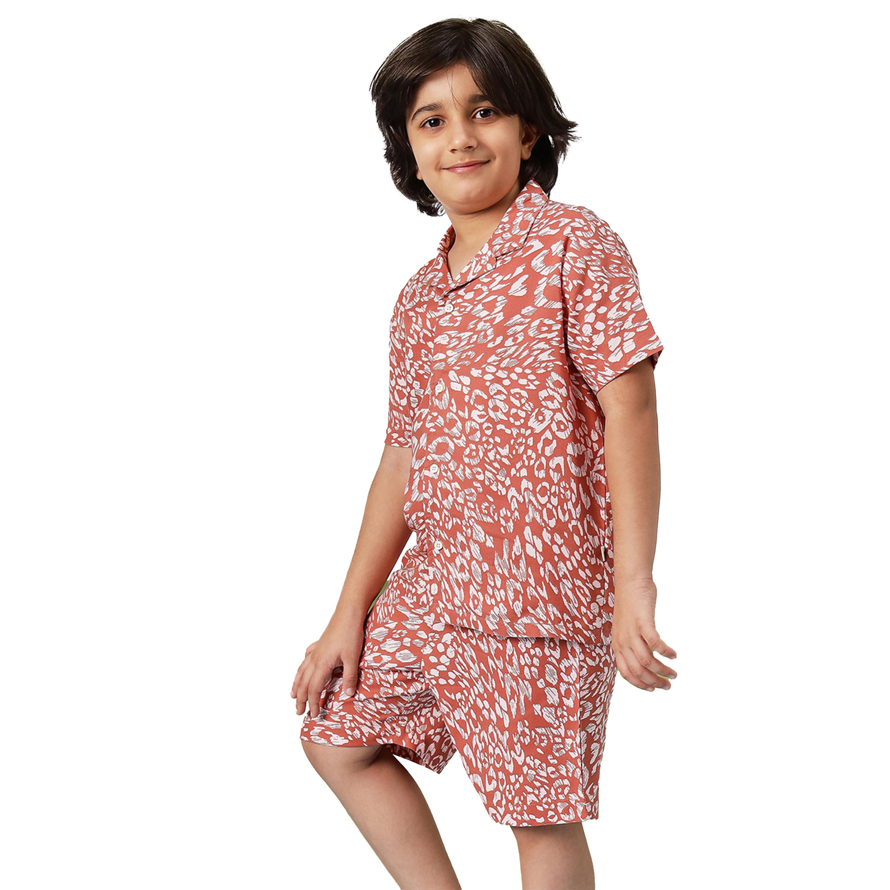 ستايلو باغ × ستايلي- طقم قميص وشورت رايون بني للأولاد-boys-clothing-setsandcoords-image-3