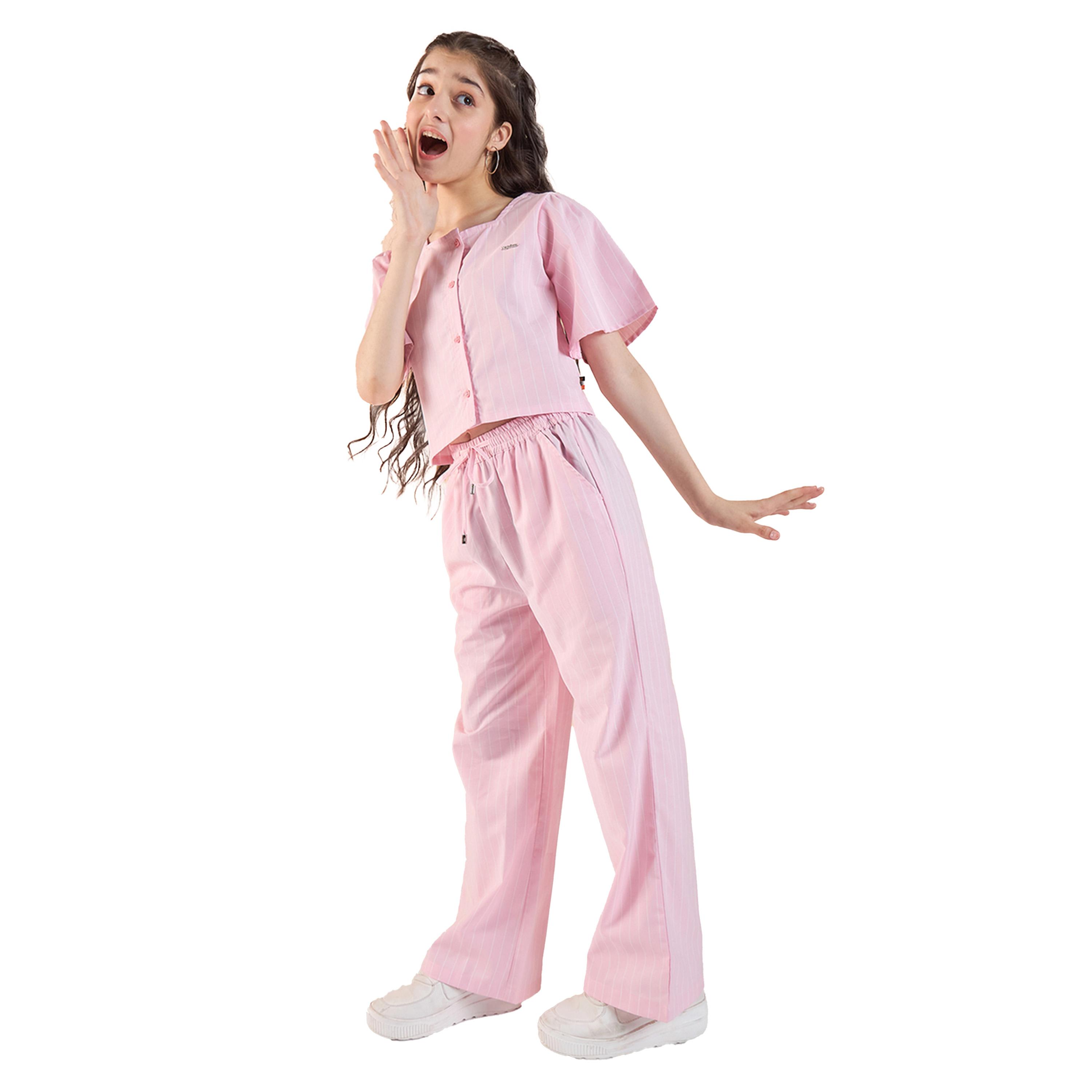 Stylo Bug X Styli Pink Striped Top and Pants Set for Girls-girls-clothing-setsandcoords-image-3