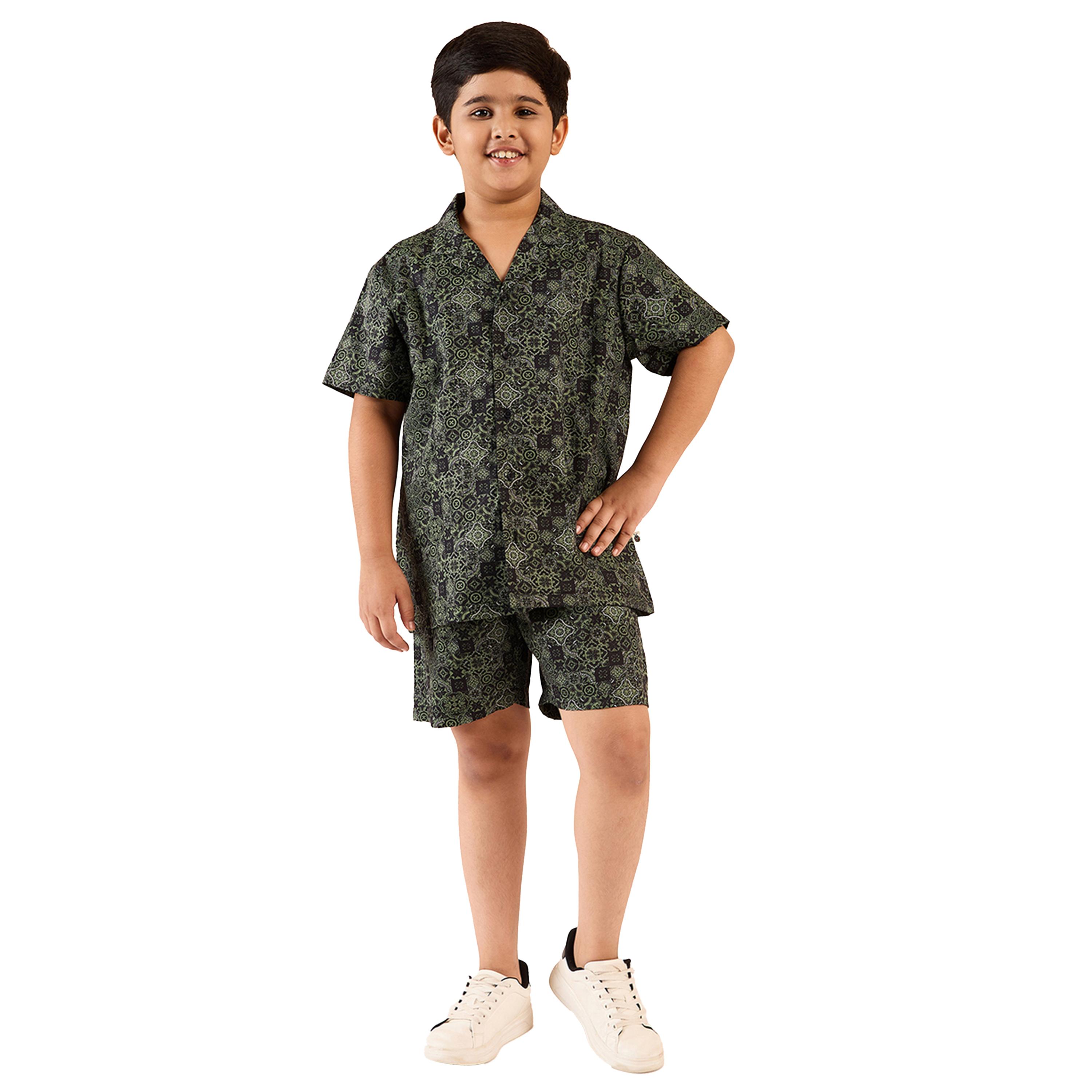Stylo Bug X Styli Rayon Short Sleeve Shirt and Shorts Set for Boys-boys-clothing-setsandcoords-image-1