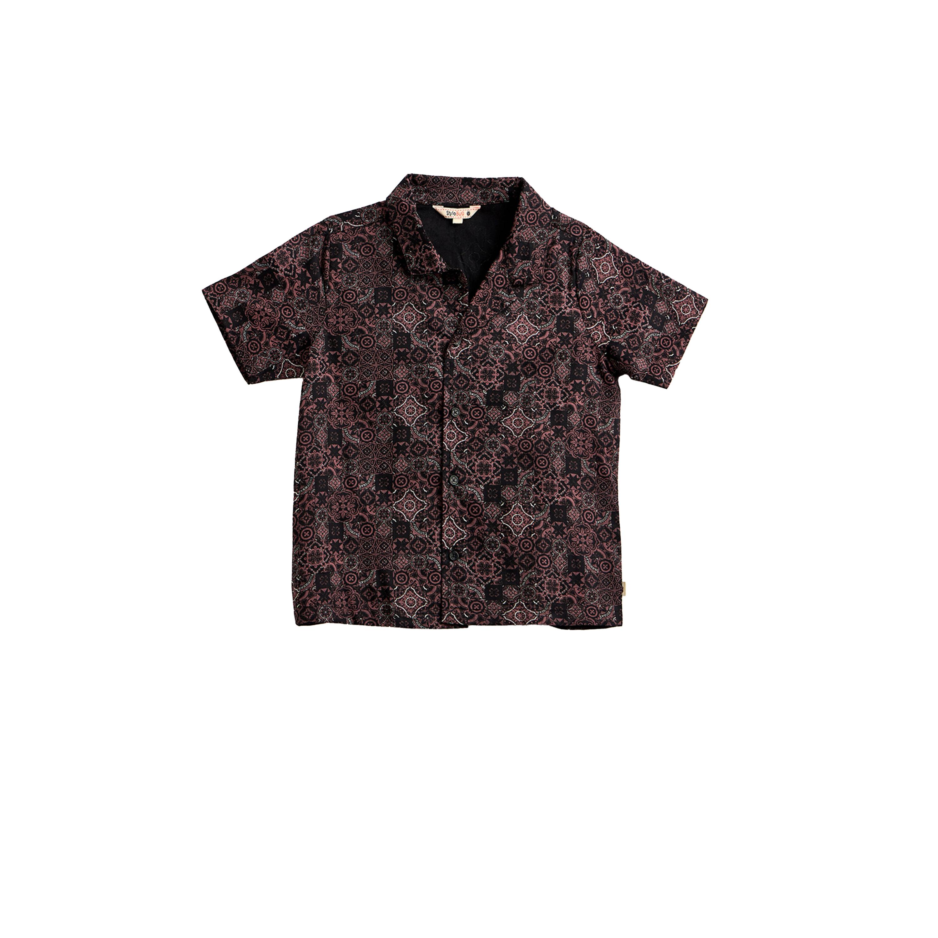 ستايلو باغ × ستايلي- طقم قميص وشورت بأكمام قصيرة رايون بني للأولاد-boys-clothing-setsandcoords-image-2