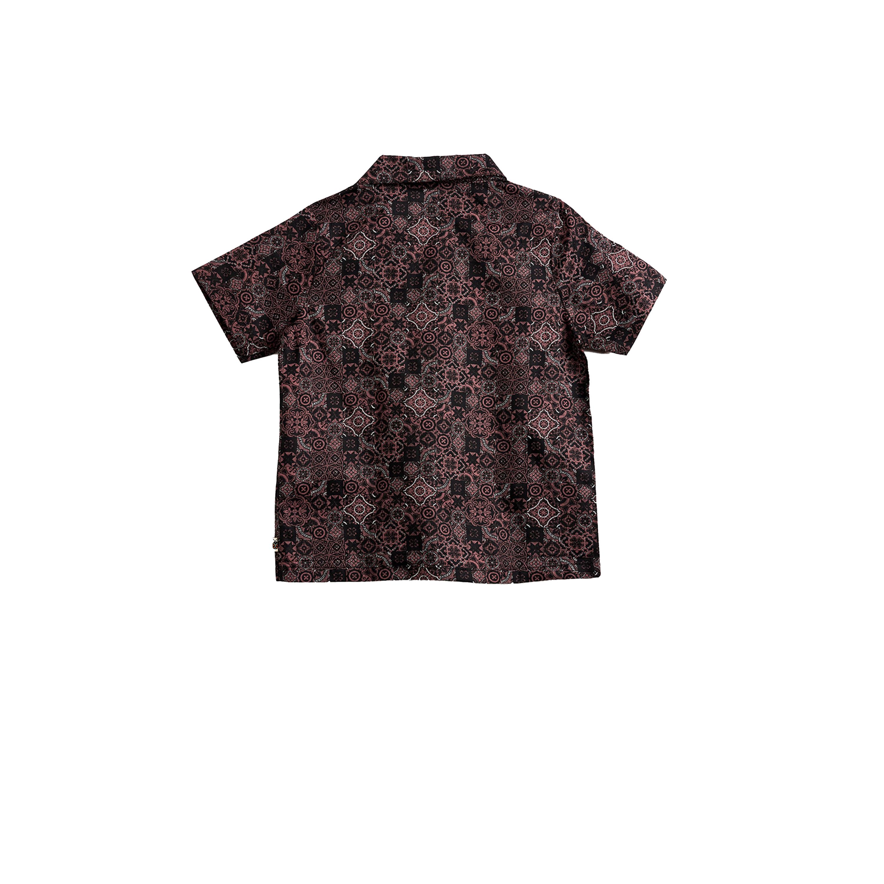 ستايلو باغ × ستايلي- طقم قميص وشورت بأكمام قصيرة رايون بني للأولاد-boys-clothing-setsandcoords-image-3