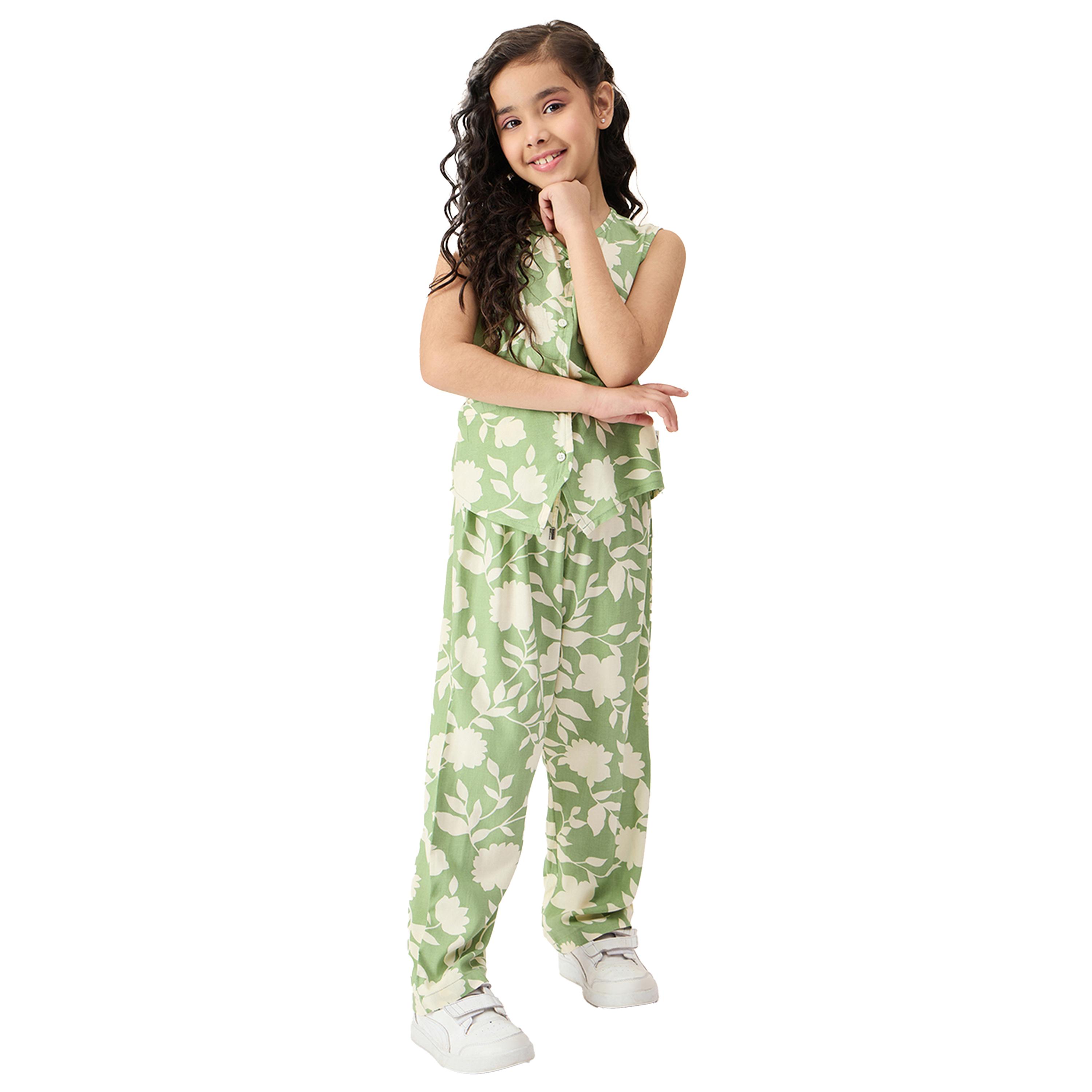 ستايلو باغ × ستايلي- طقم قميص وسروال بدون أكمام بطباعة زهور-girls-clothing-setsandcoords-image-1