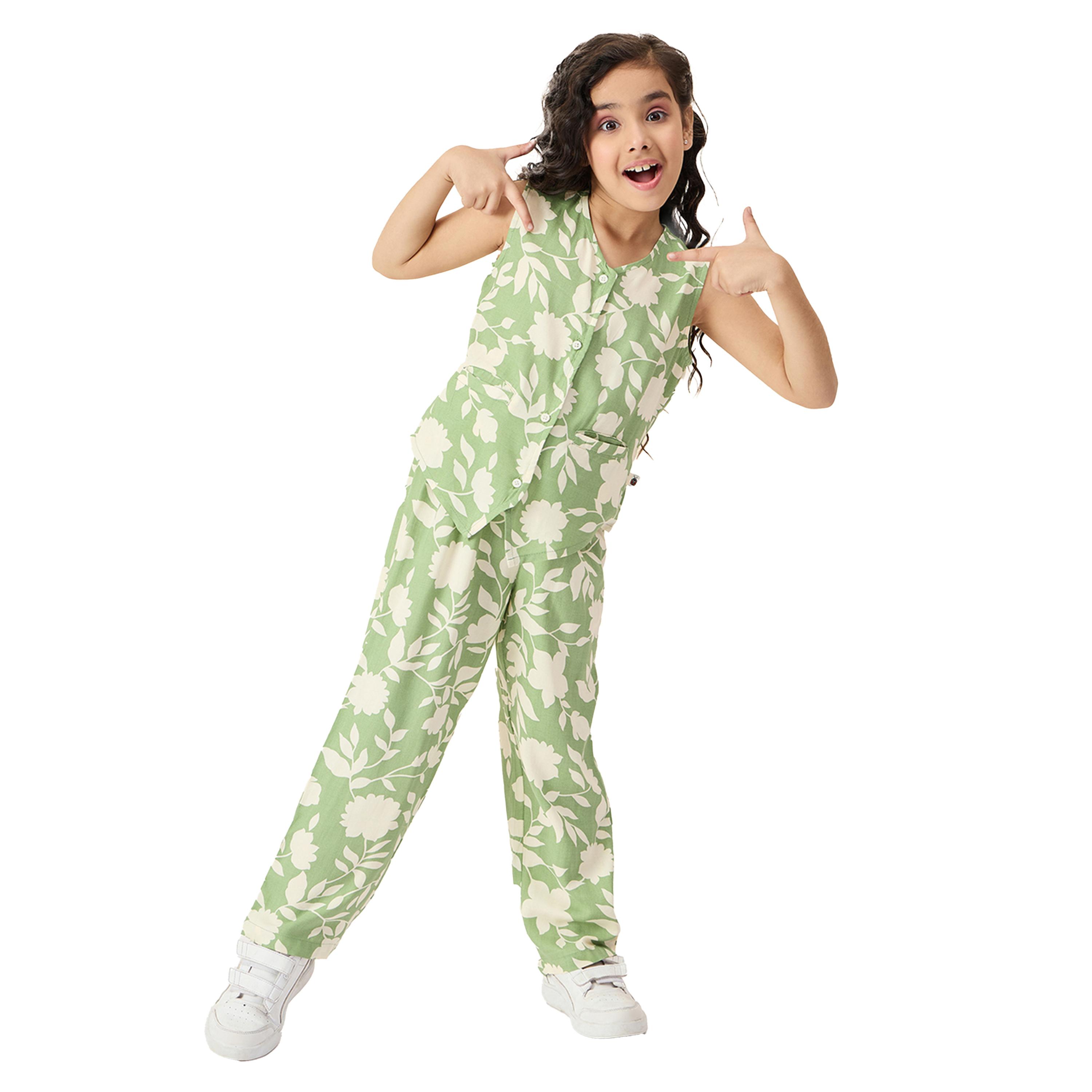 ستايلو باغ × ستايلي- طقم قميص وسروال بدون أكمام بطباعة زهور-girls-clothing-setsandcoords-image-2