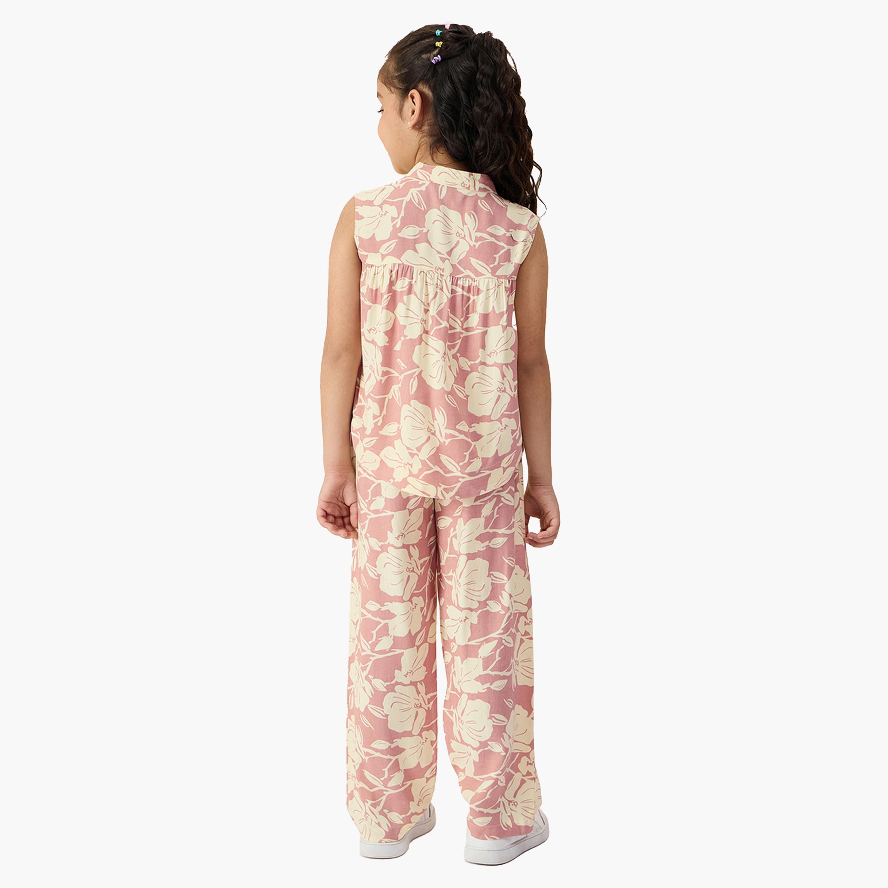 Stylo Bug X Styli Floral Print Sleeveless Top and Pants Set-girls-clothing-setsandcoords-image-4