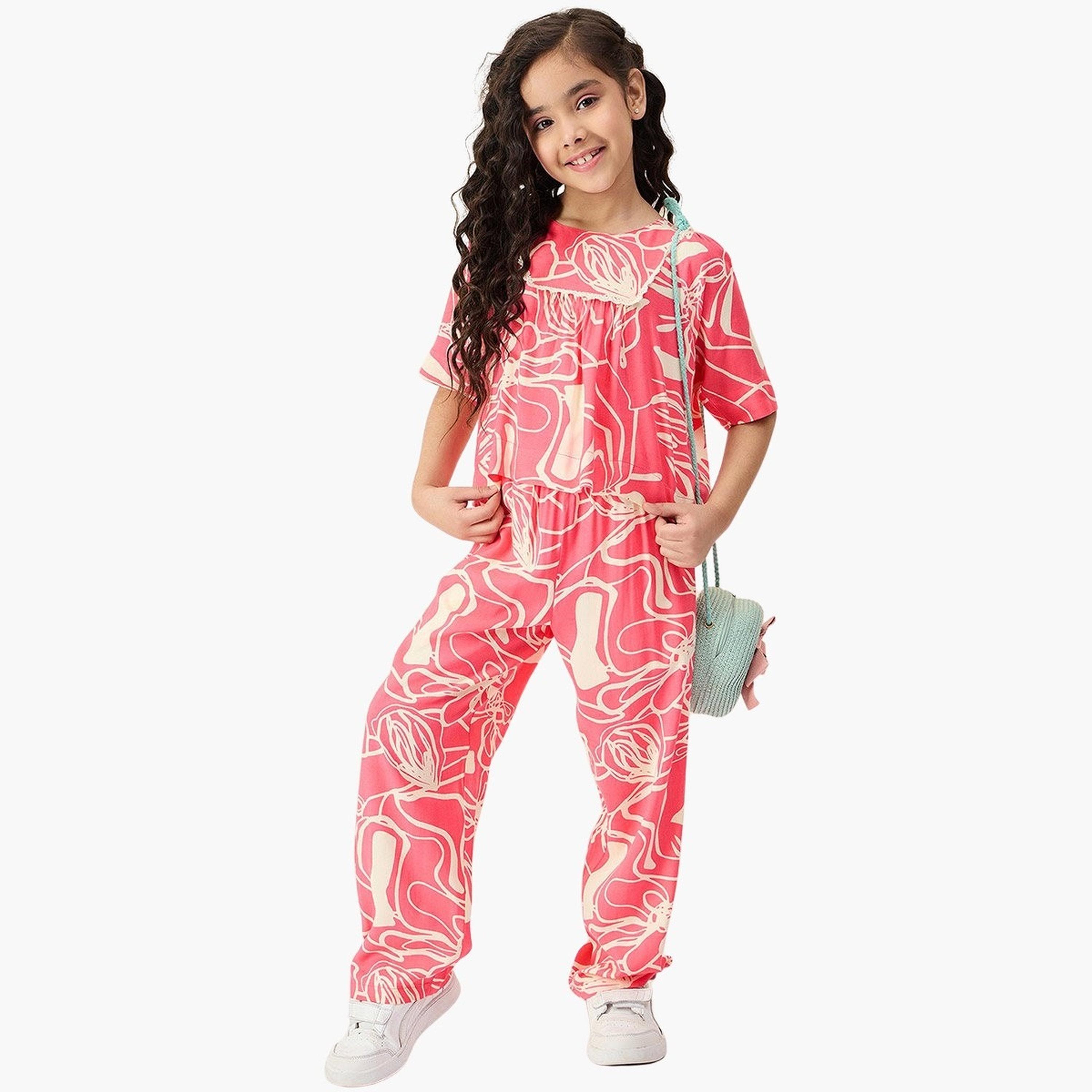 Stylo Bug All Over Print Round Neck Top and Pants Set-girls-clothing-setsandcoords-image-2