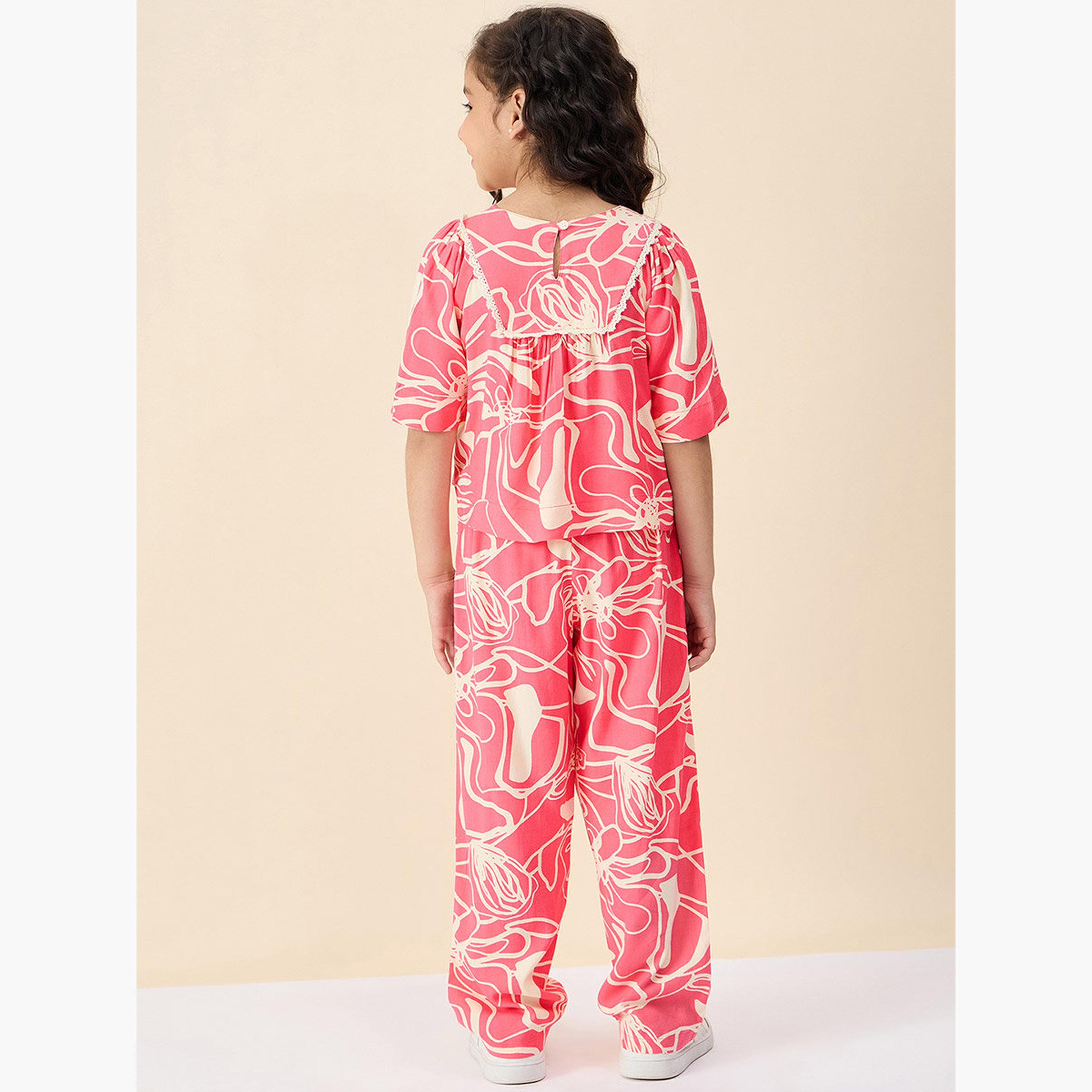 Stylo Bug All Over Print Round Neck Top and Pants Set-girls-clothing-setsandcoords-image-4