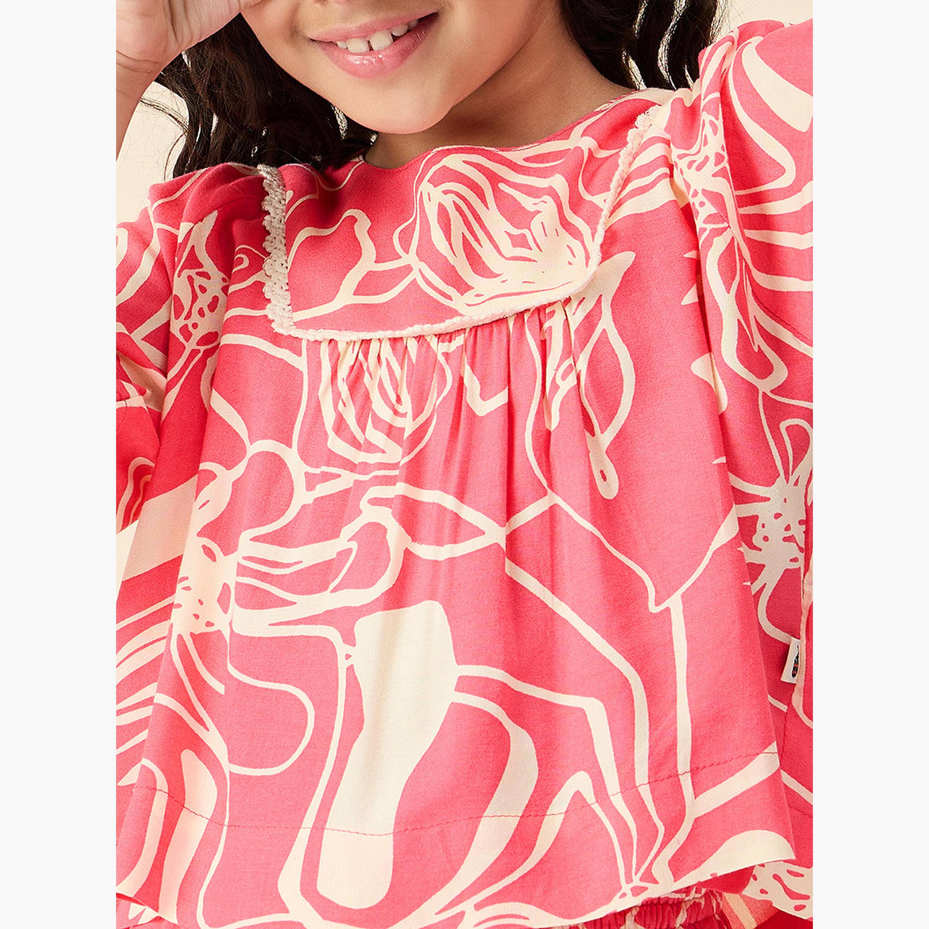 طقم من بنطال وبلوزة مُطبعة بياقة دائرية-girls-clothing-setsandcoords-image-5