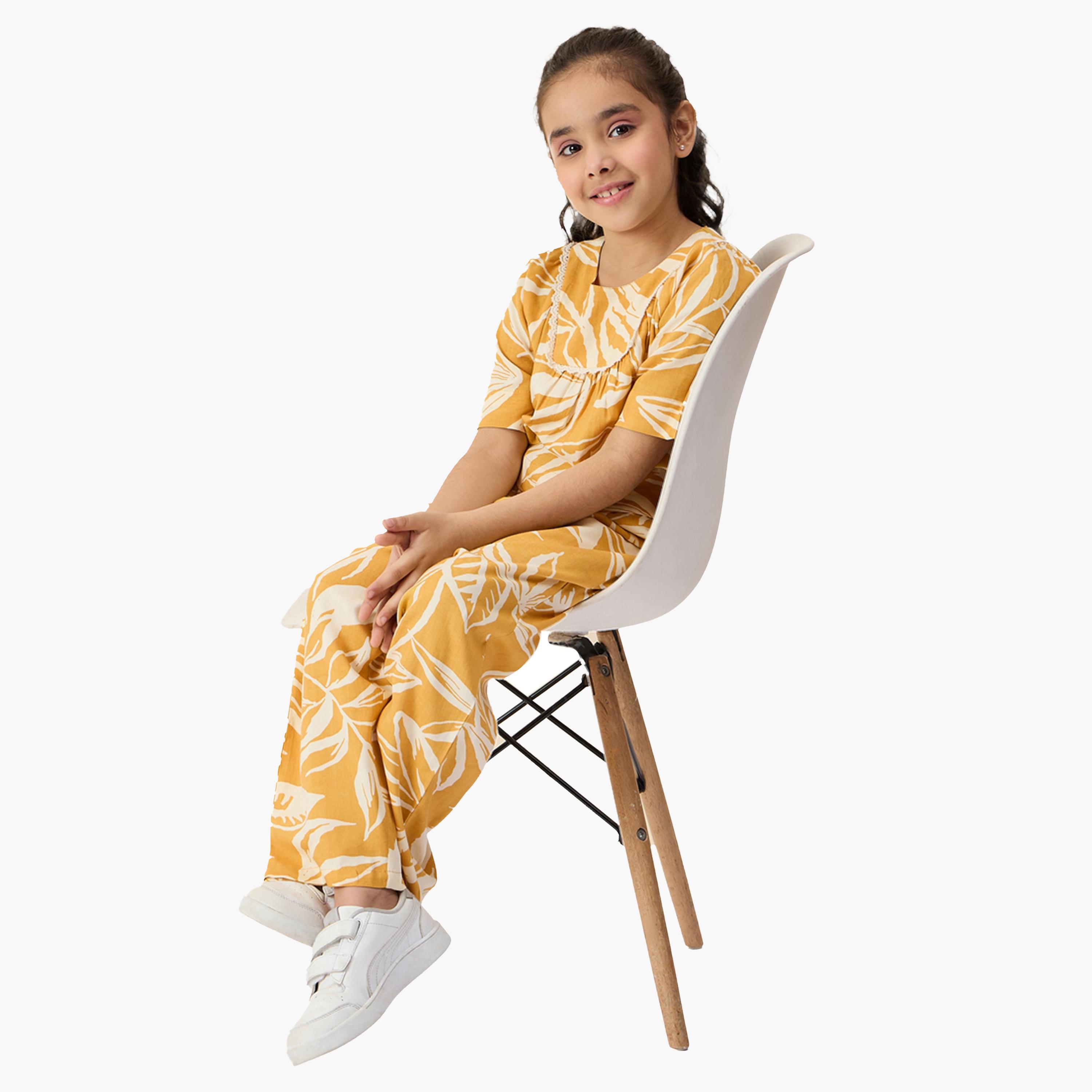 ستايلو باغ × ستايلي-  طقم بلوزة وبنطال ياقة دائرية وطبعة زهور-girls-clothing-setsandcoords-image-6