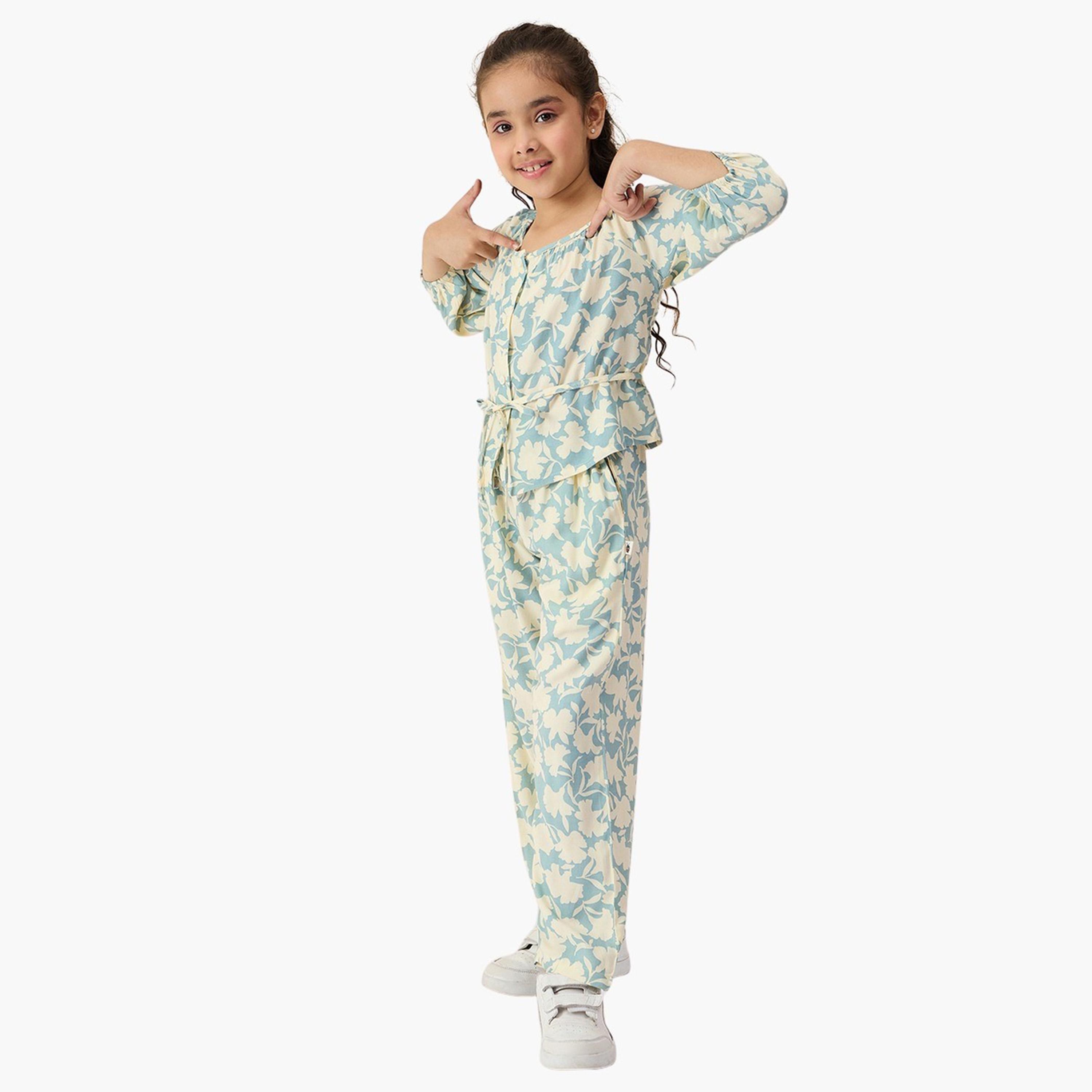 Stylo Bug X Styli Floral Print Round Neck Top and Pants Set-girls-clothing-setsandcoords-image-3