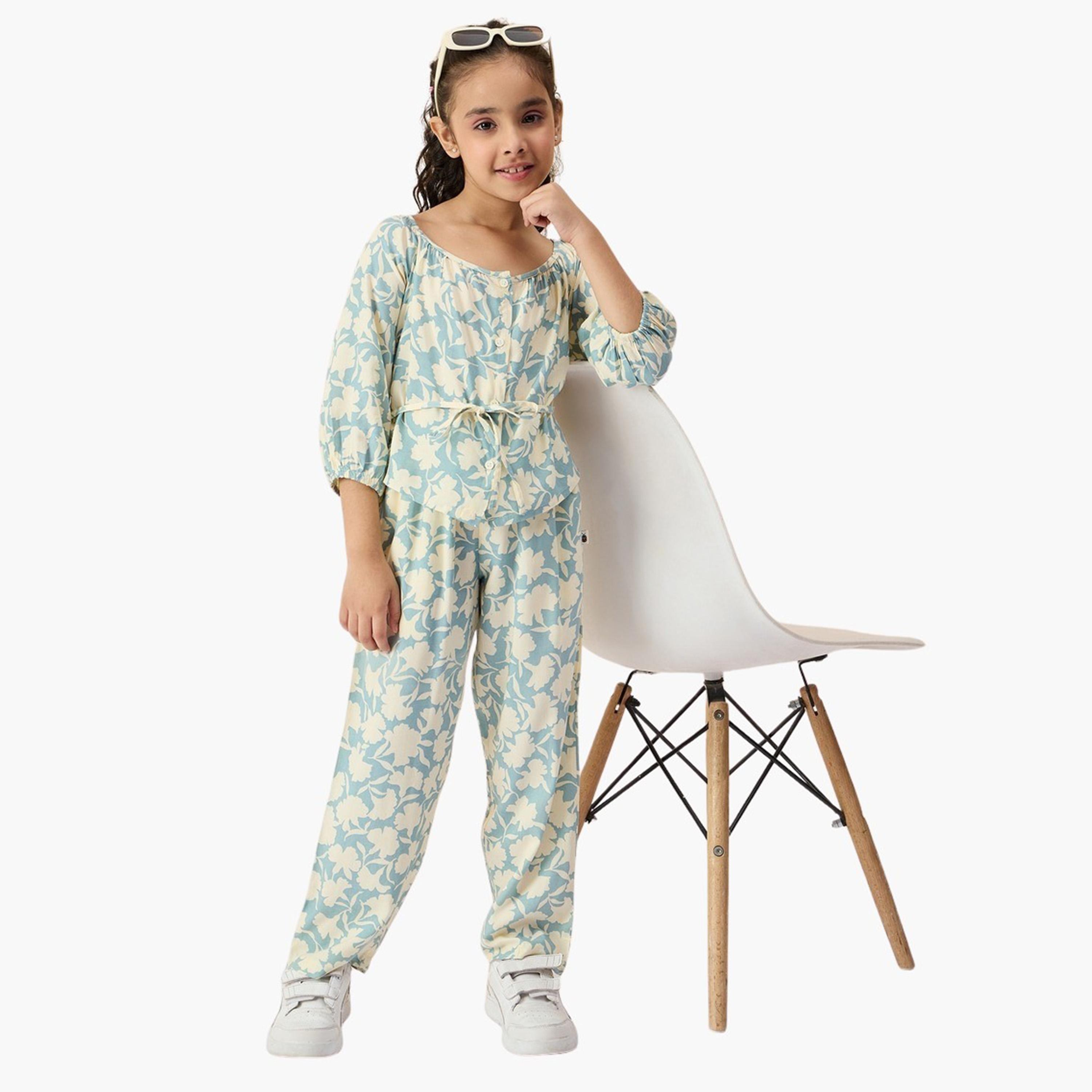 Stylo Bug X Styli Floral Print Round Neck Top and Pants Set-girls-clothing-setsandcoords-image-6