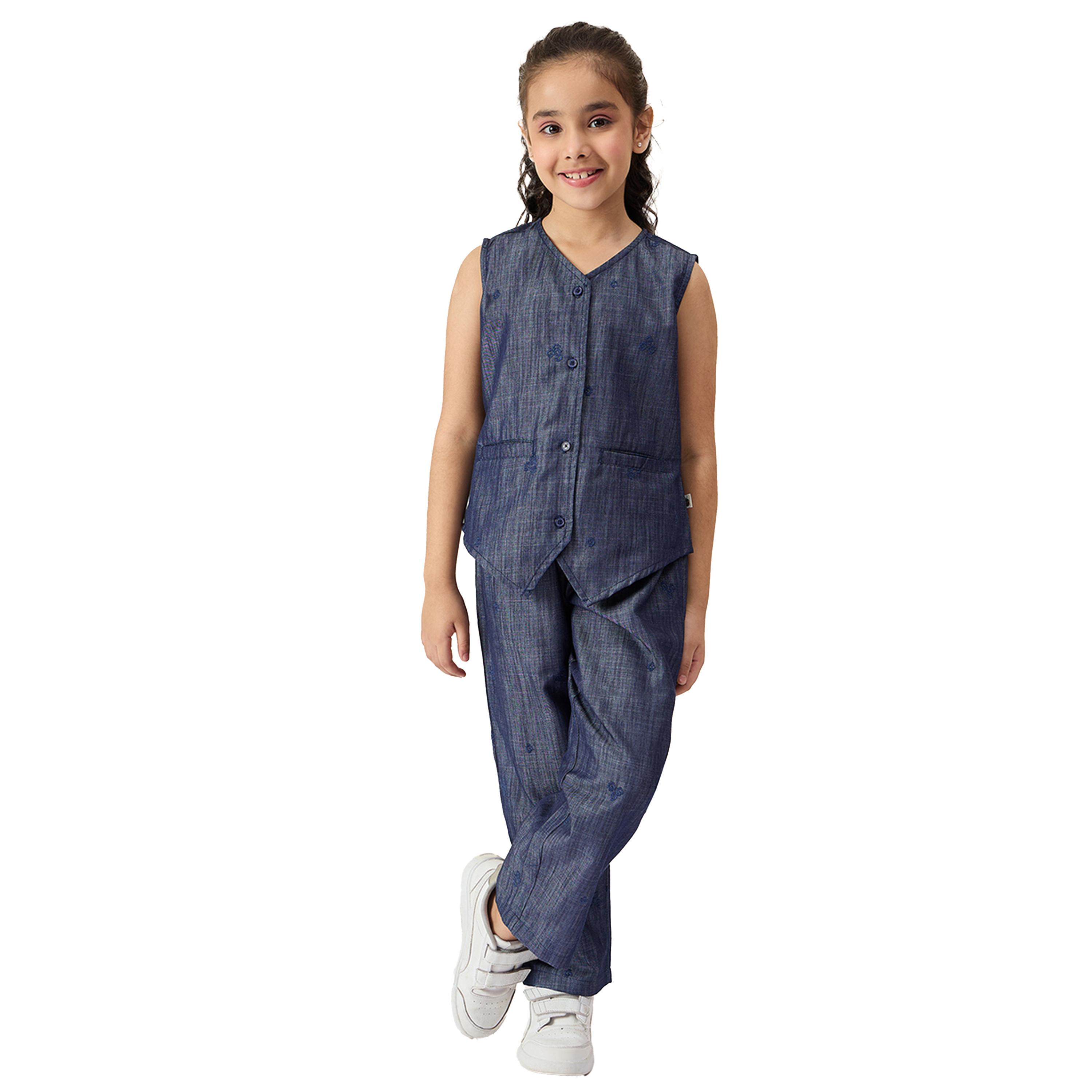 Stylo Bug X Styli Embroidery V-Neck Sleeveless Top and Pants Set-girls-clothing-setsandcoords-image-1