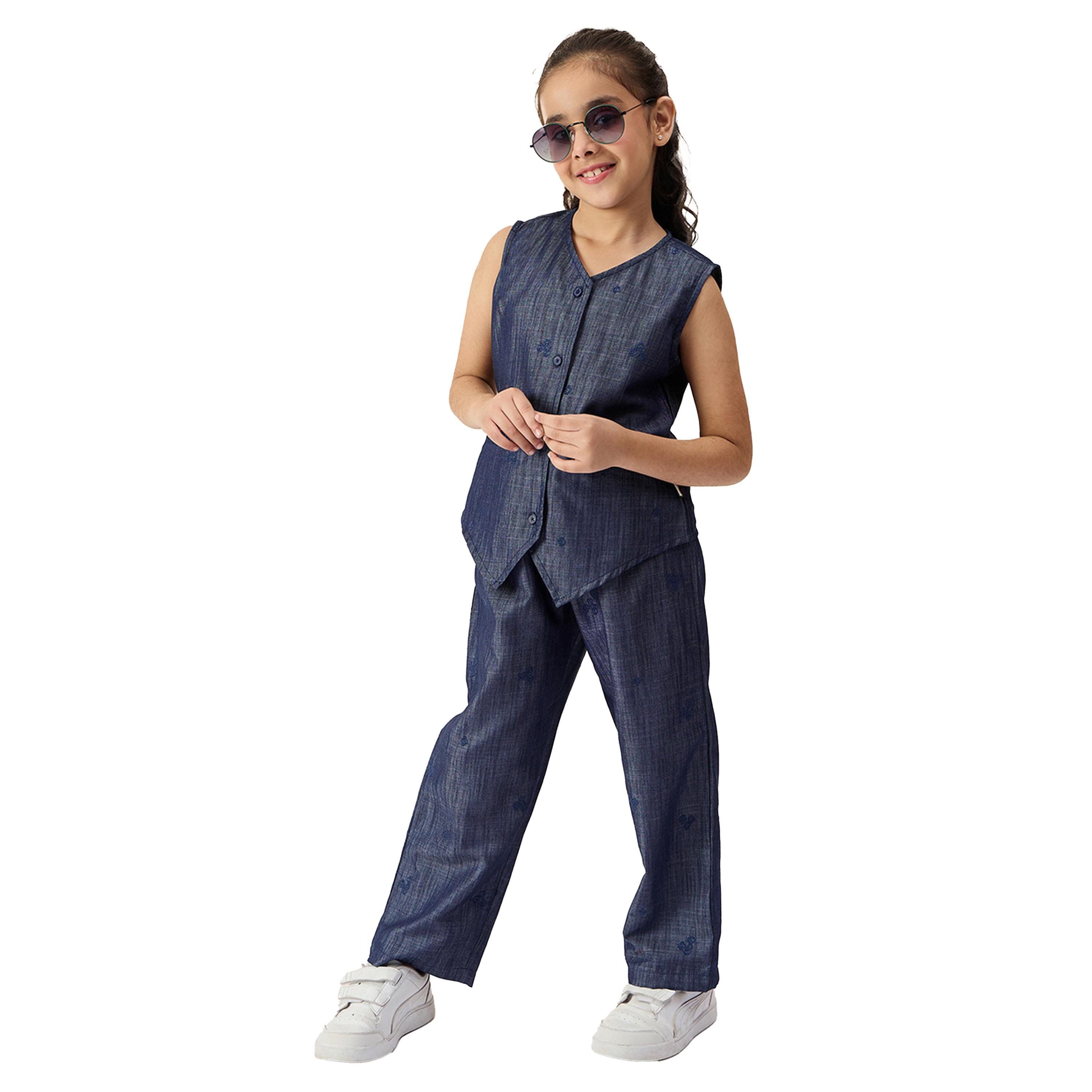 Stylo Bug X Styli Embroidery V-Neck Sleeveless Top and Pants Set-girls-clothing-setsandcoords-image-2