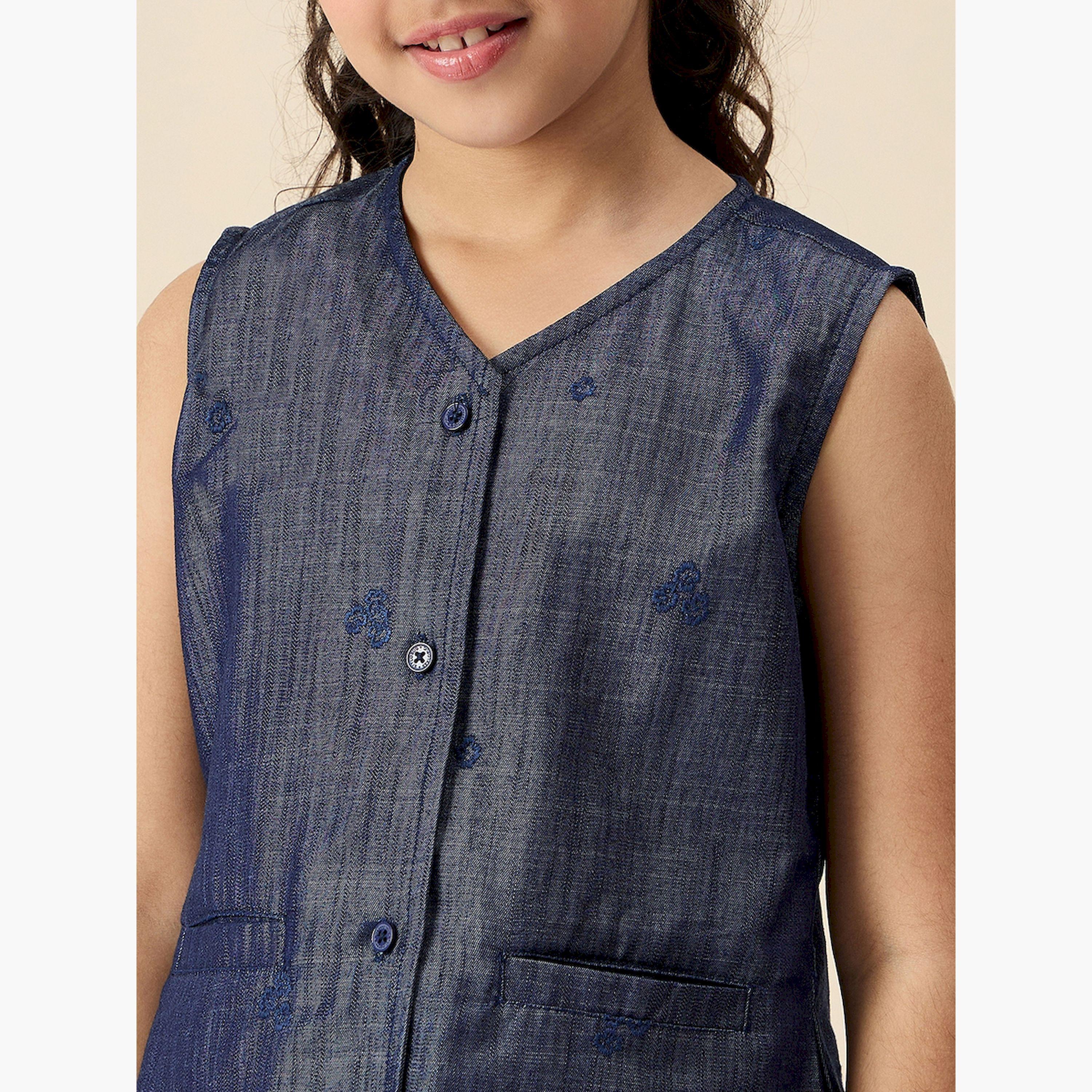 Stylo Bug X Styli Embroidery V-Neck Sleeveless Top and Pants Set-girls-clothing-setsandcoords-image-5