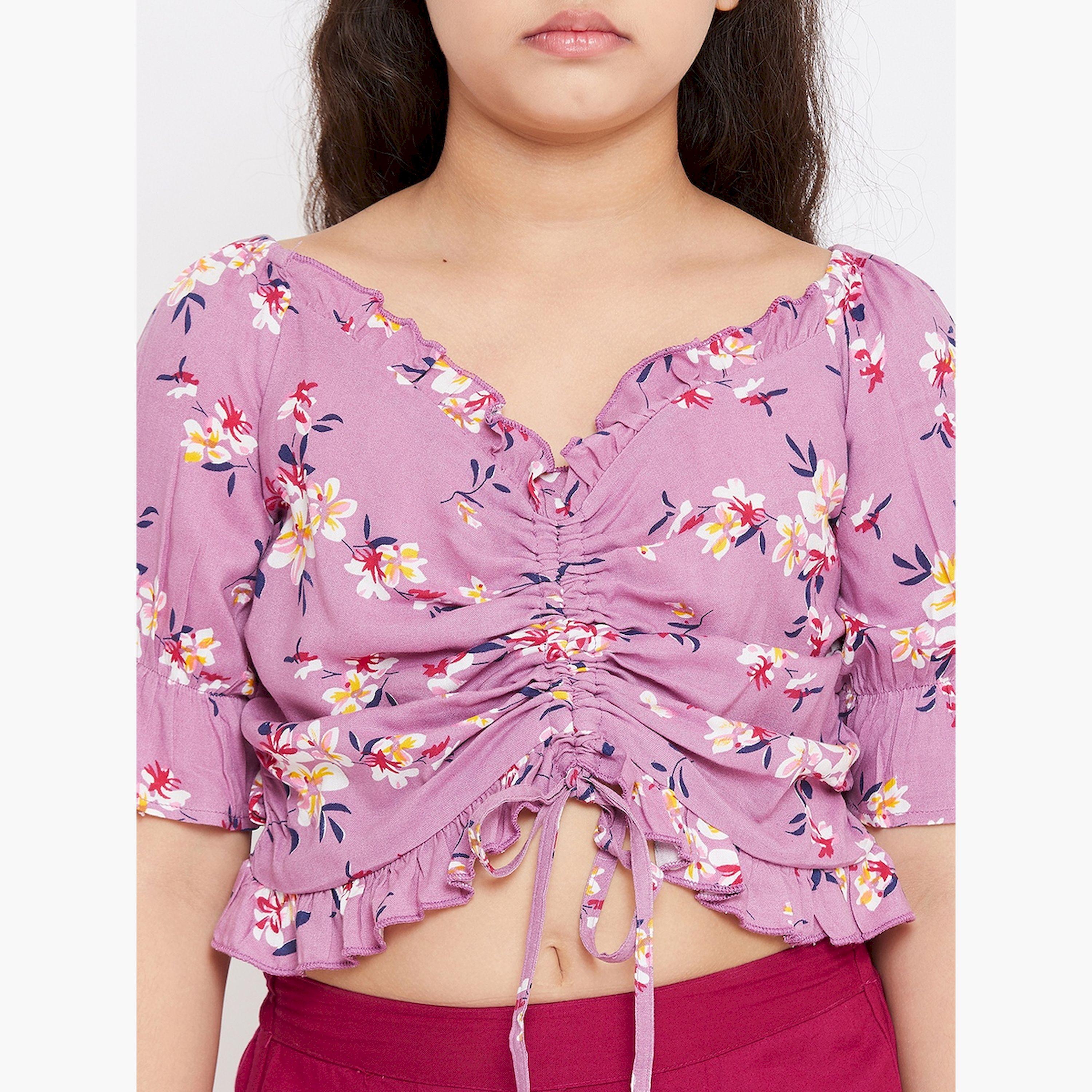Stylo Bug X Styli Floral Print V-Neck Top and Pants Set-girls-clothing-setsandcoords-image-6