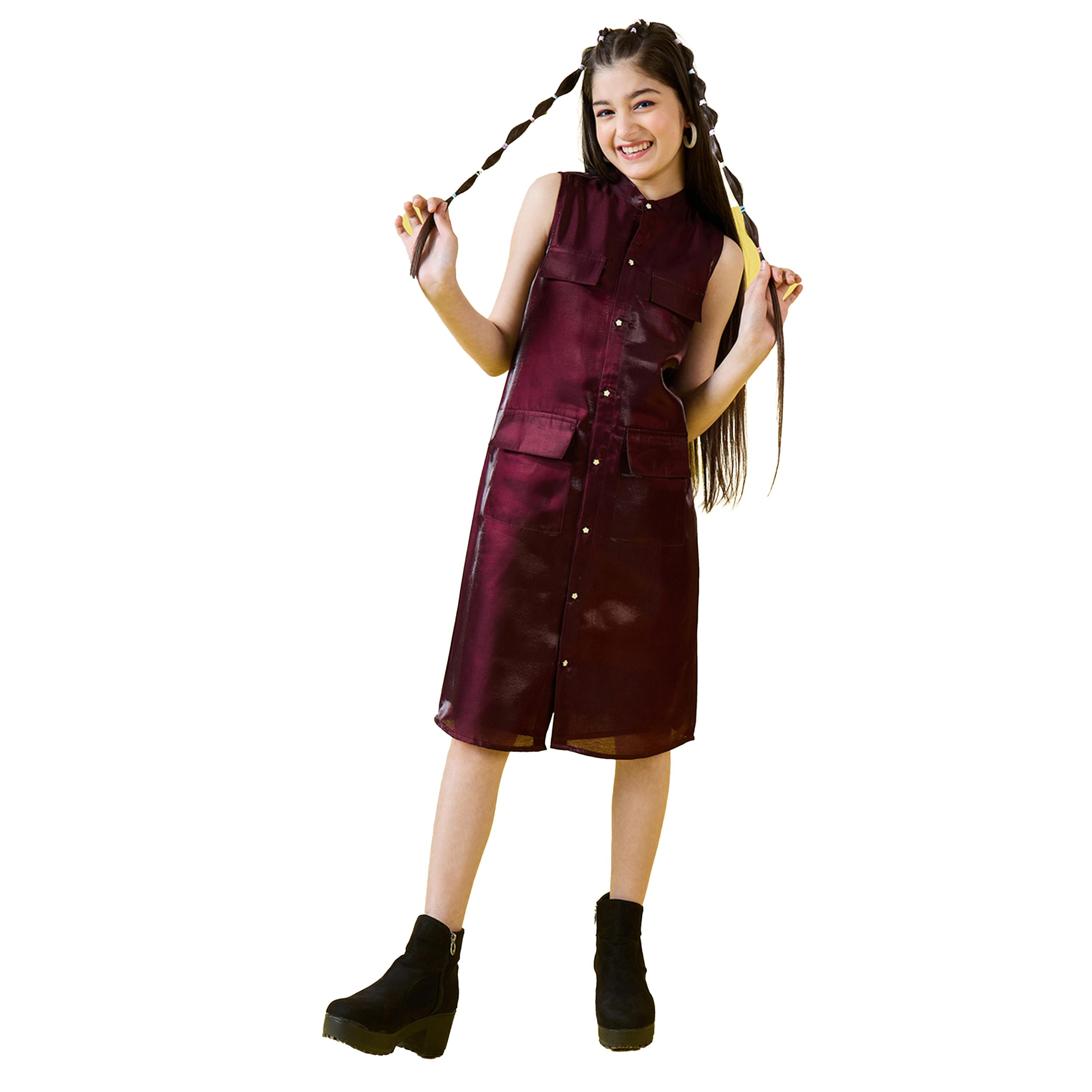 Stylo Bug X Styli Solid Sleeveless Shirt Dress with Pockets-girls-clothing-dressesandjumpsuits-image-1
