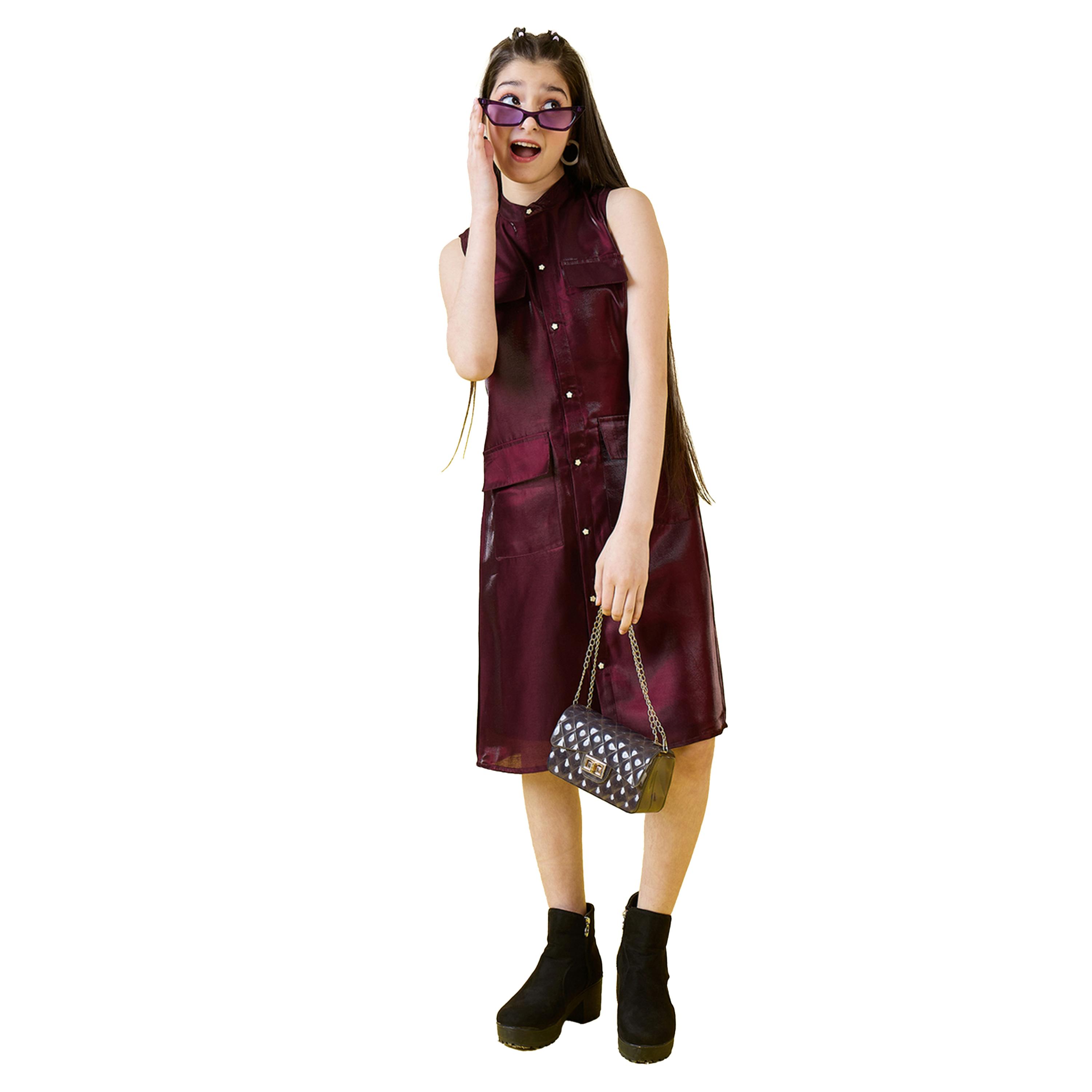 Stylo Bug X Styli Solid Sleeveless Shirt Dress with Pockets-girls-clothing-dressesandjumpsuits-image-2