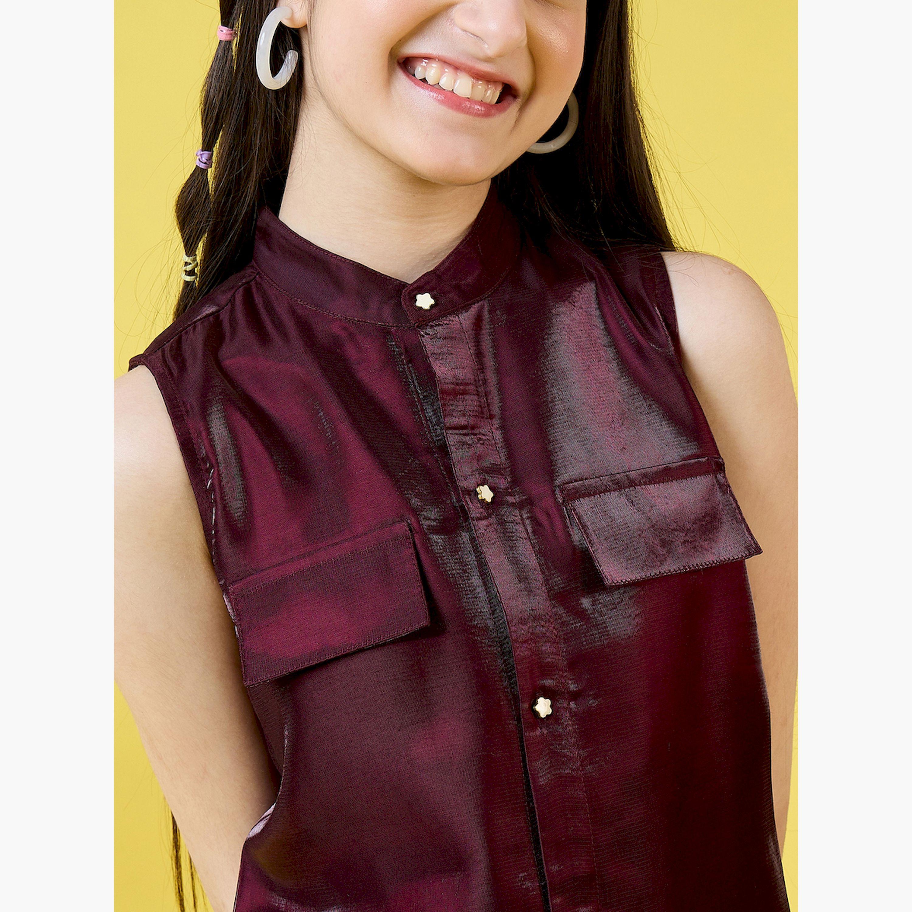 Stylo Bug X Styli Solid Sleeveless Shirt Dress with Pockets-girls-clothing-dressesandjumpsuits-image-5