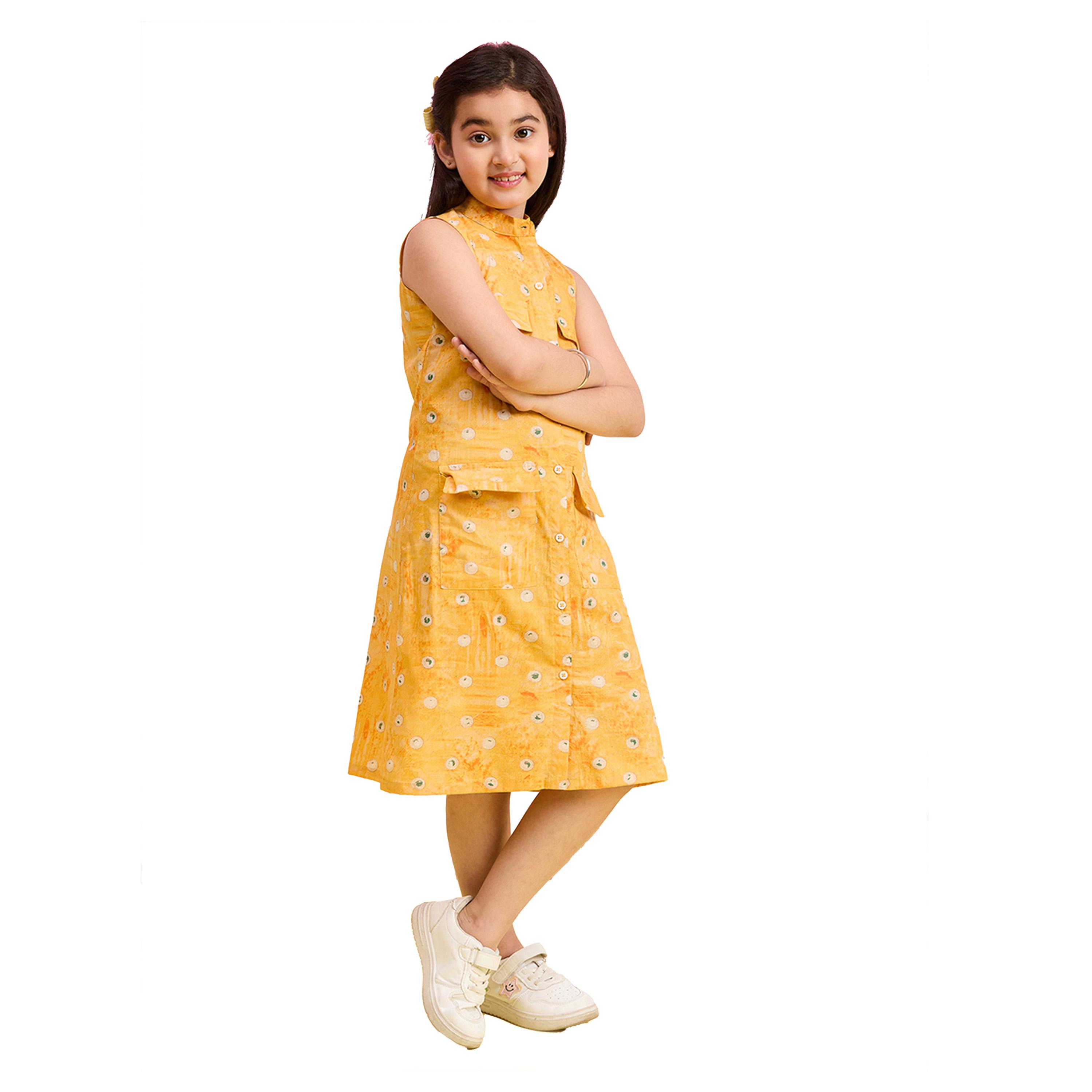 ستايلو باغ × ستايلي- فستان قميص بياقة وطبعات زهور مع جيوب-girls-clothing-dressesandjumpsuits-image-3