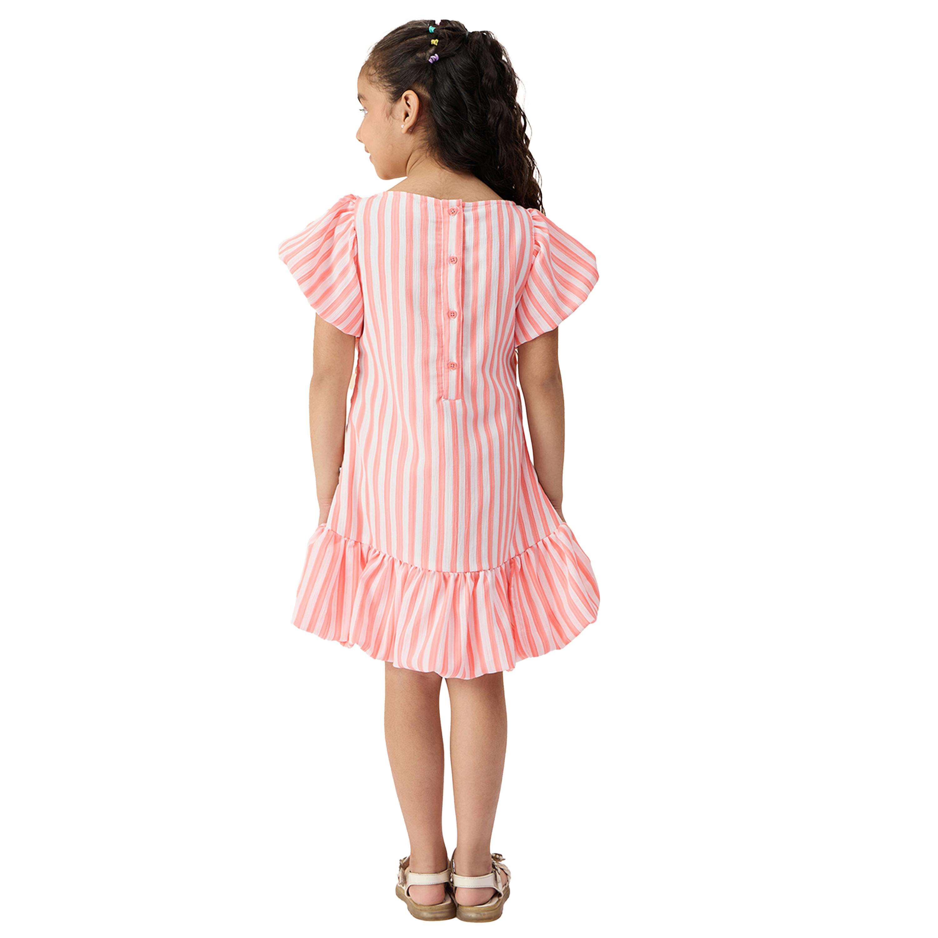 Stylo Bug X Styli Striped Boat Neck A-Line Dress with Ruched Detail-girls-clothing-dressesandjumpsuits-image-4