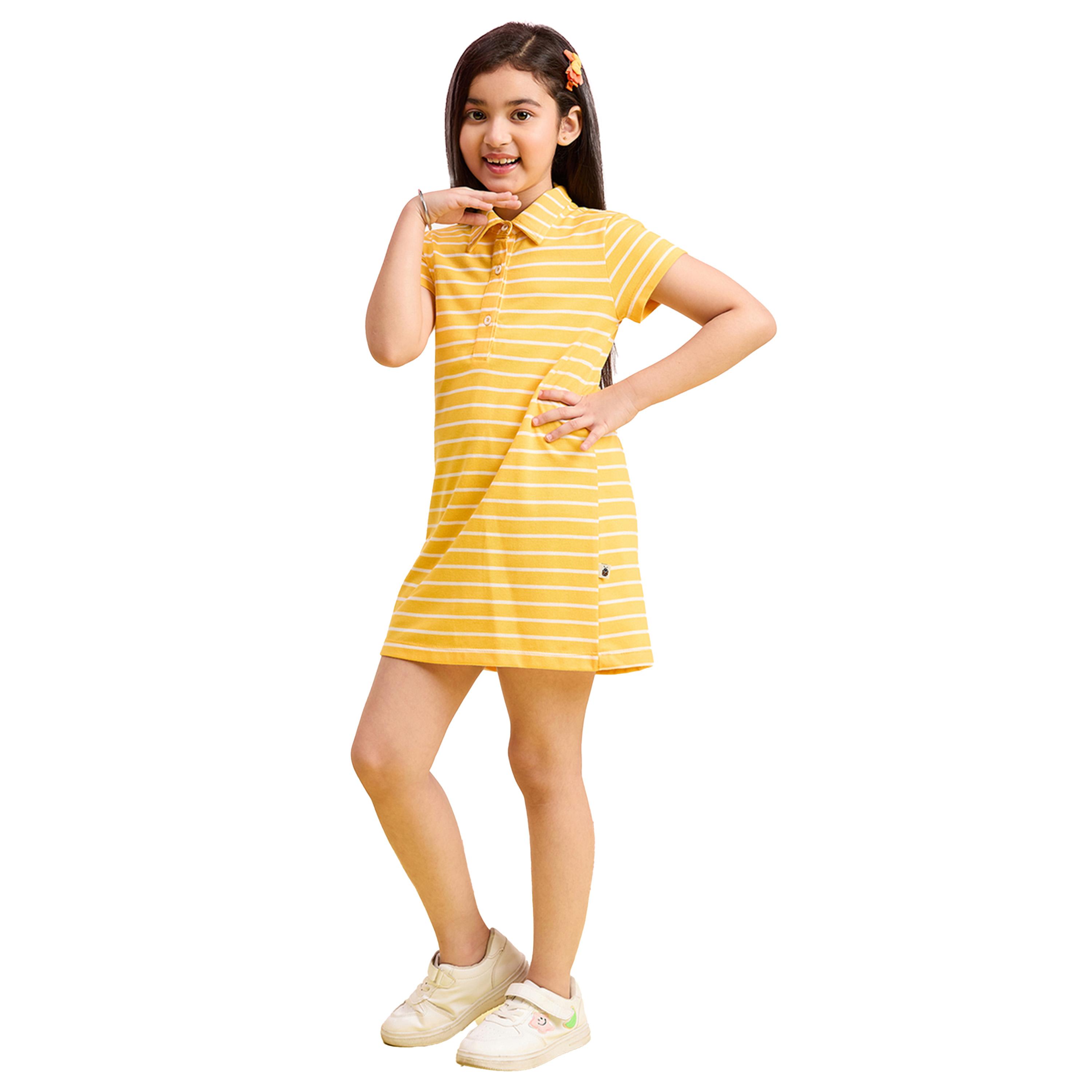 Stylo Bug X Styli Striped Collared Half-Button Placket A-Line Dress-girls-clothing-dressesandjumpsuits-image-3