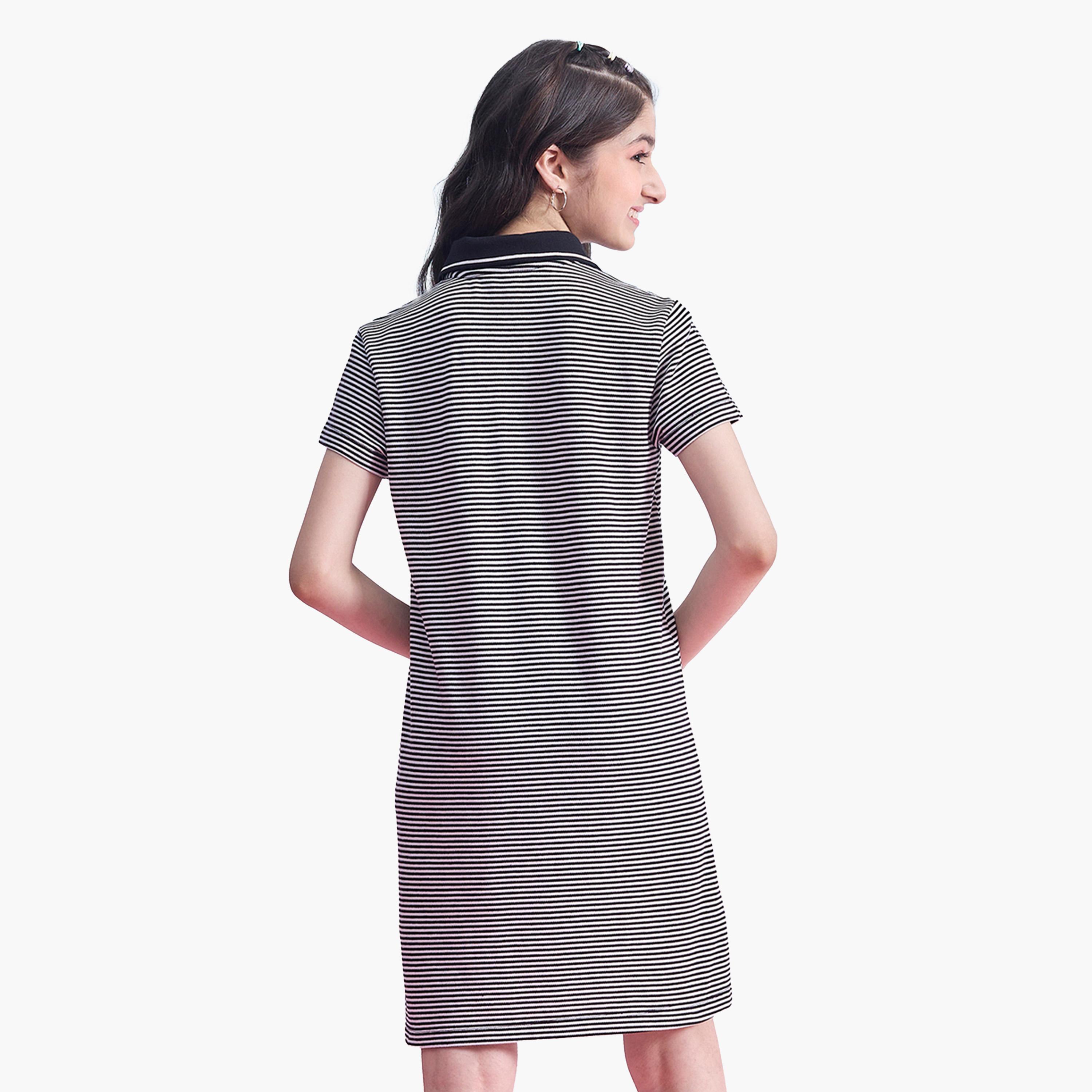ستايلو باغ × ستايلي - فستان مخطط بياقة وأزرار نصفية وقصة A-girls-clothing-dressesandjumpsuits-image-4