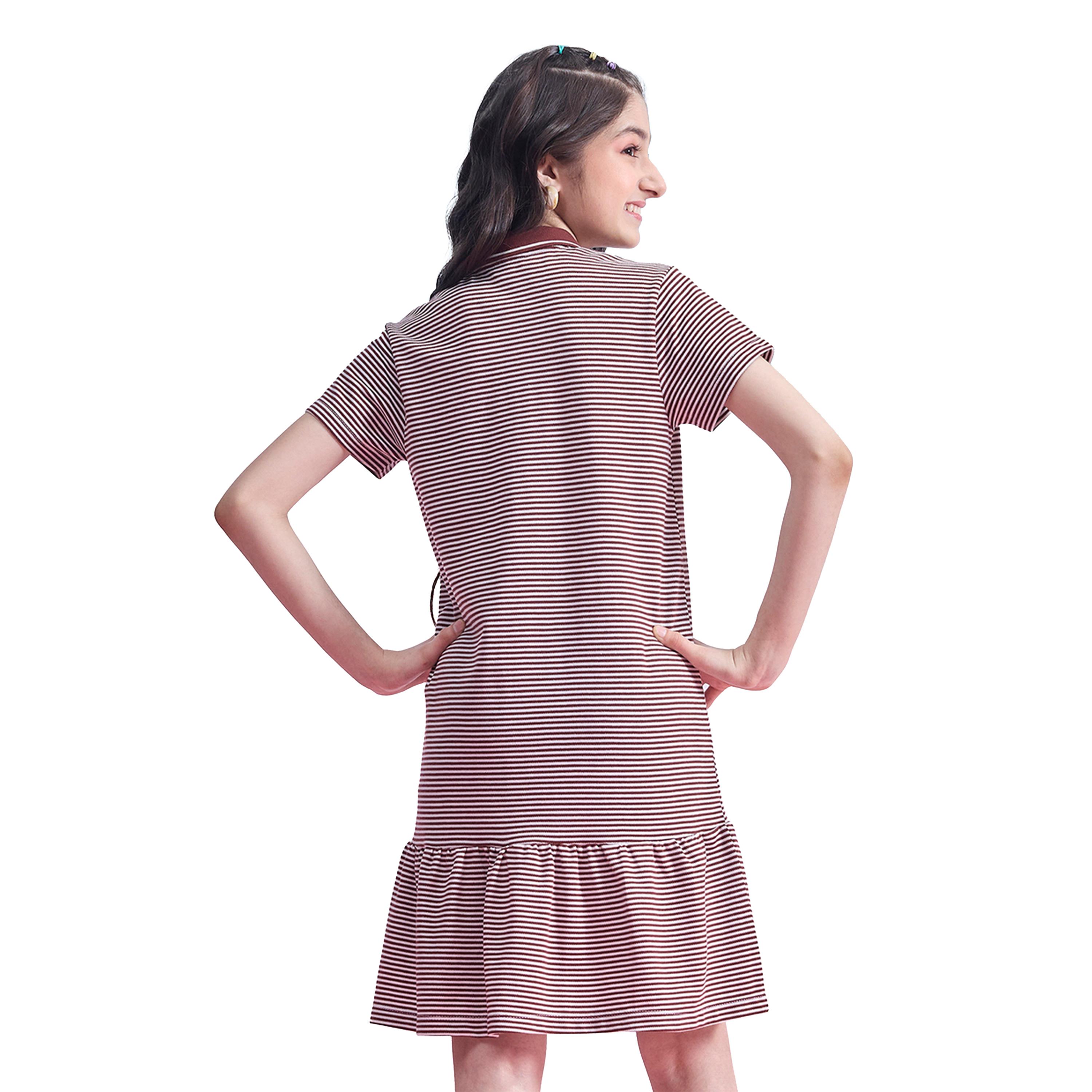 Stylo Bug X Styli Striped Collared Half-Button Placket A-Line Dress-girls-clothing-dressesandjumpsuits-image-4
