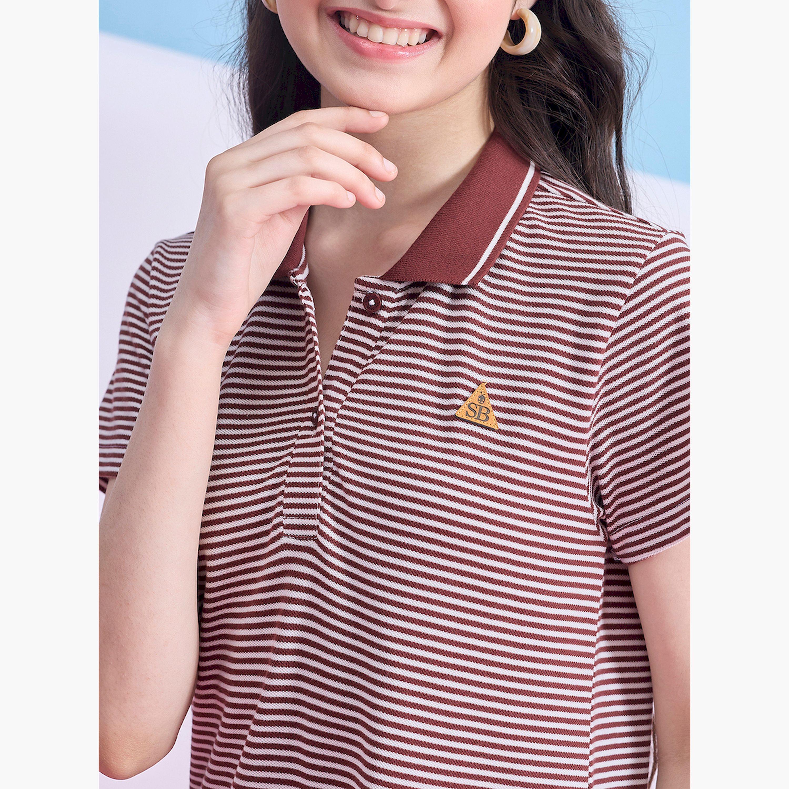 Stylo Bug X Styli Striped Collared Half-Button Placket A-Line Dress-girls-clothing-dressesandjumpsuits-image-5