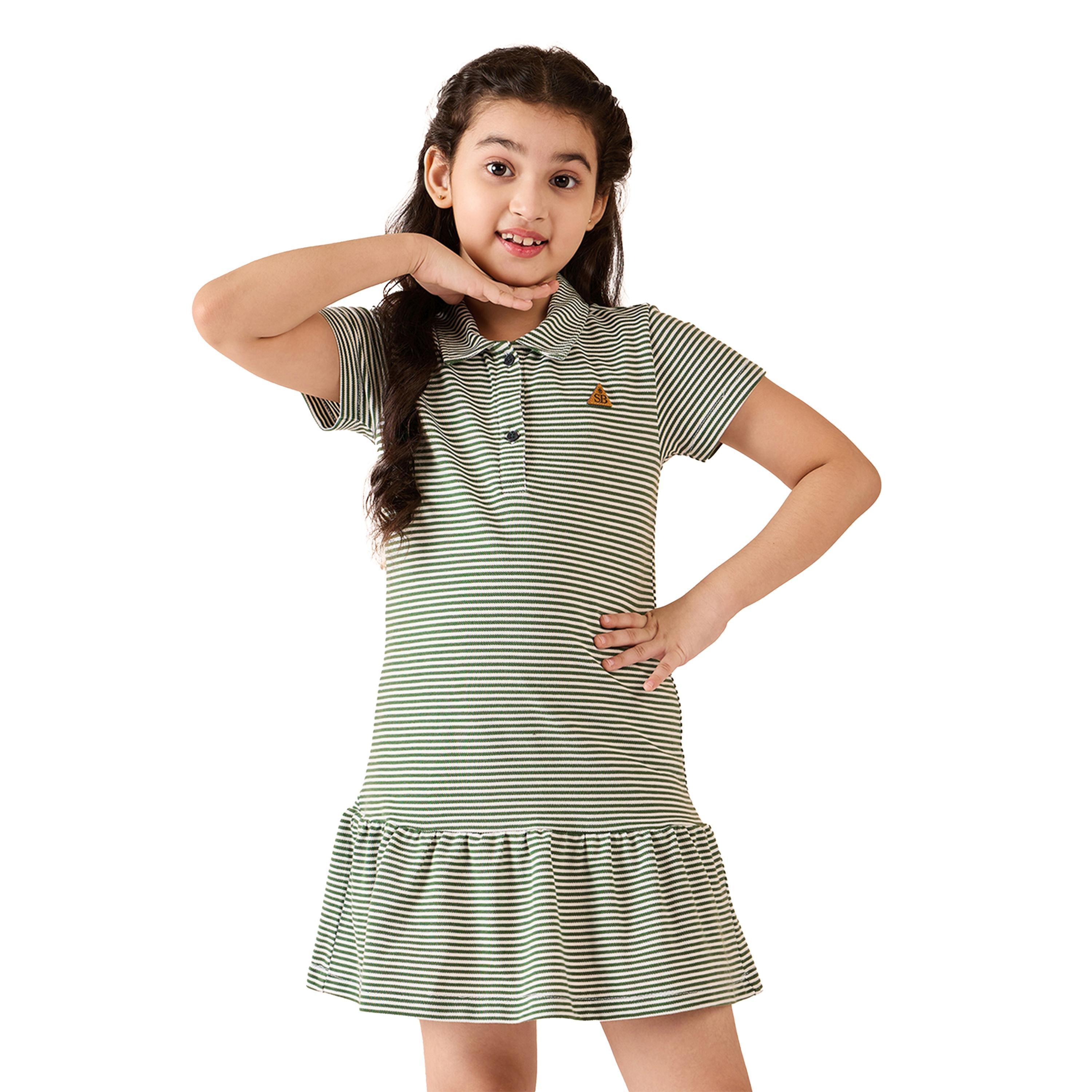 Stylo Bug X Styli Striped Collared Half-Button Placket A-Line Dress-girls-clothing-dressesandjumpsuits-image-1