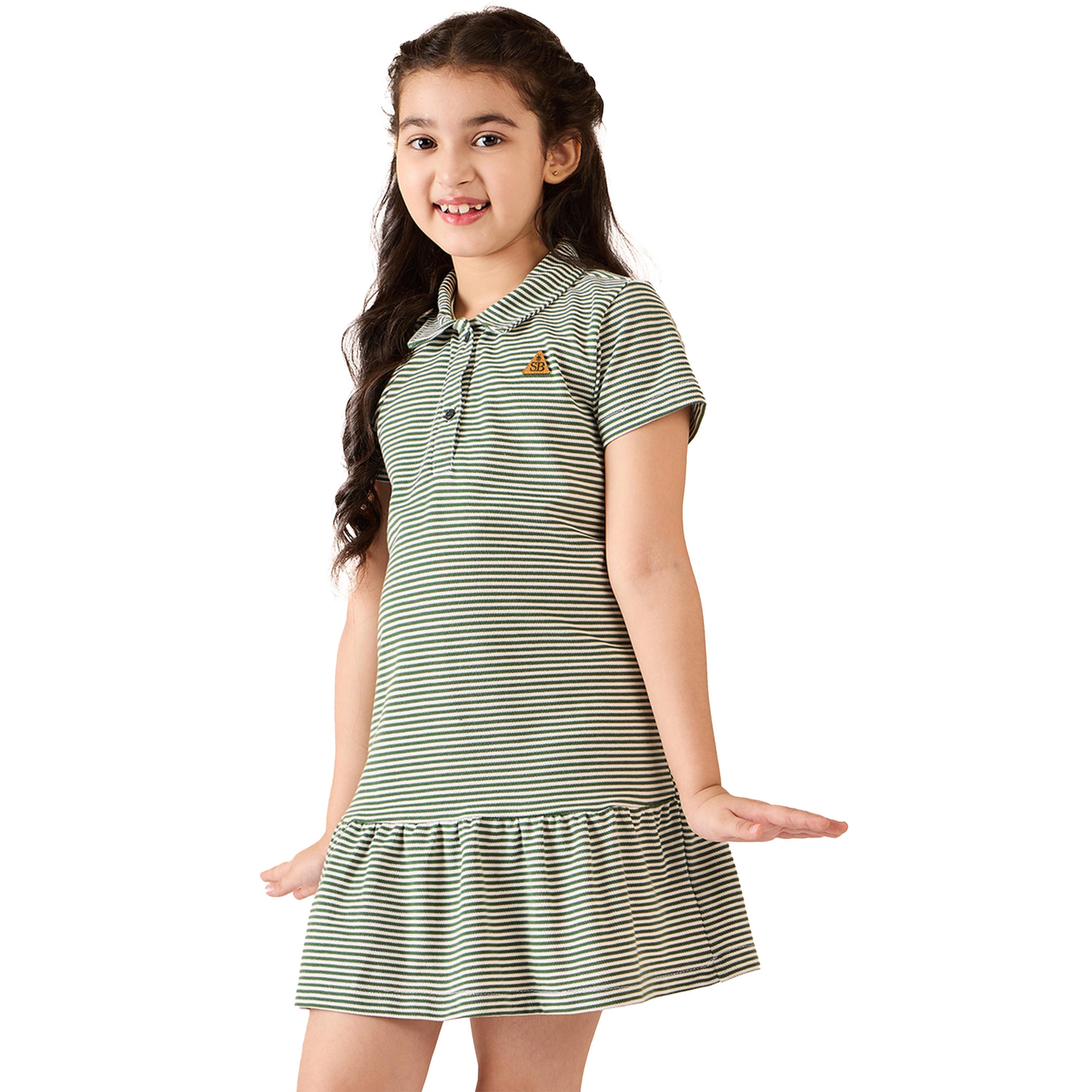Stylo Bug X Styli Striped Collared Half-Button Placket A-Line Dress-girls-clothing-dressesandjumpsuits-image-3