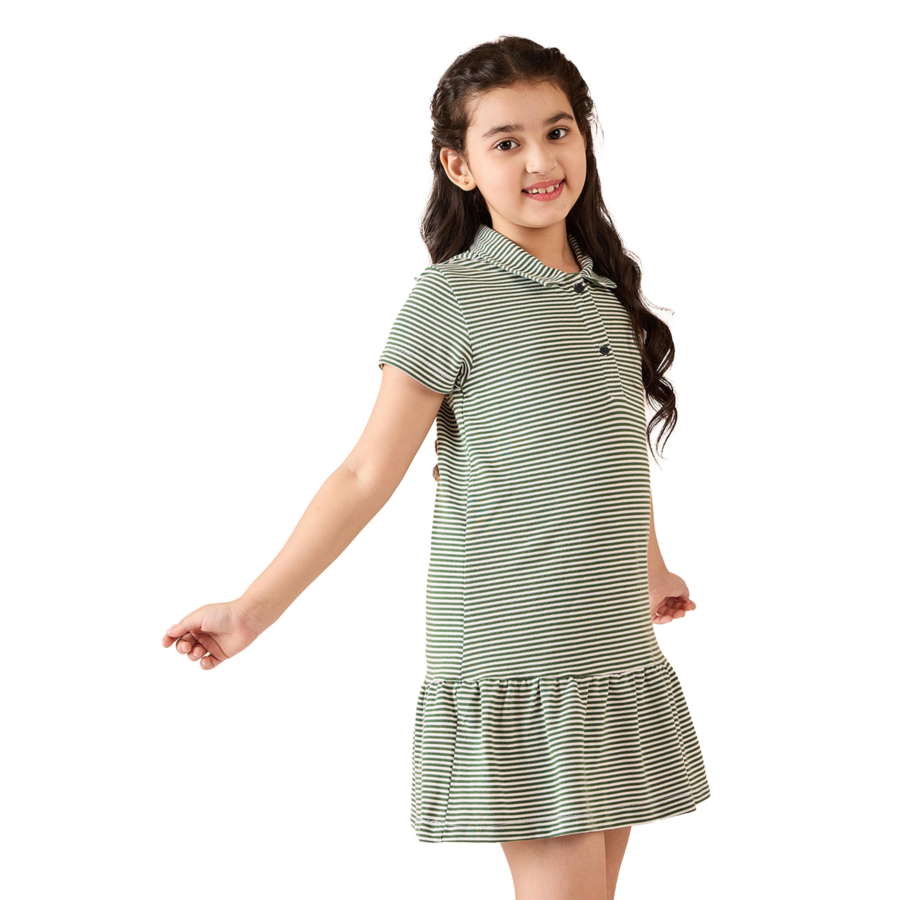 Stylo Bug X Styli Striped Collared Half-Button Placket A-Line Dress-girls-clothing-dressesandjumpsuits-image-4