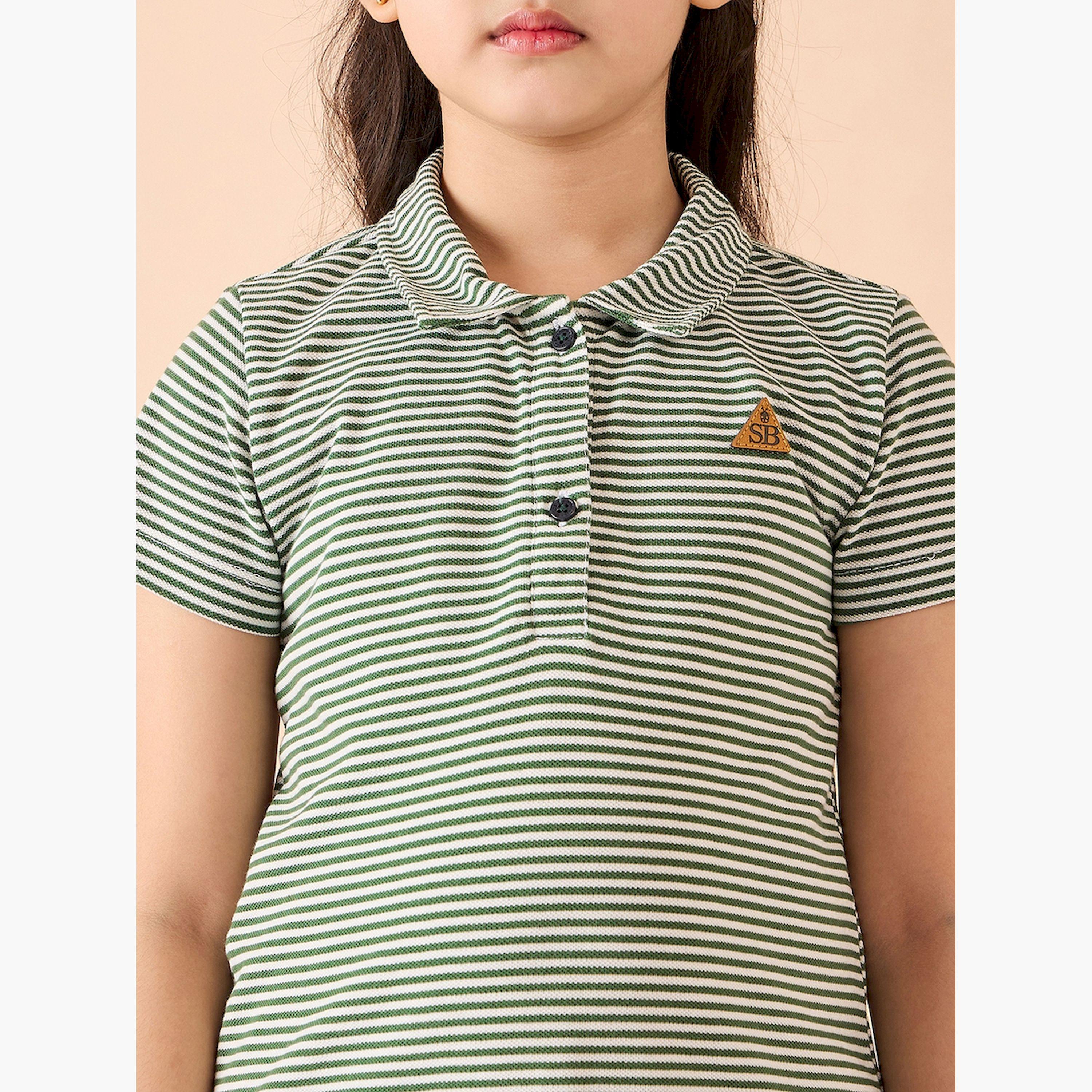 Stylo Bug X Styli Striped Collared Half-Button Placket A-Line Dress-girls-clothing-dressesandjumpsuits-image-6