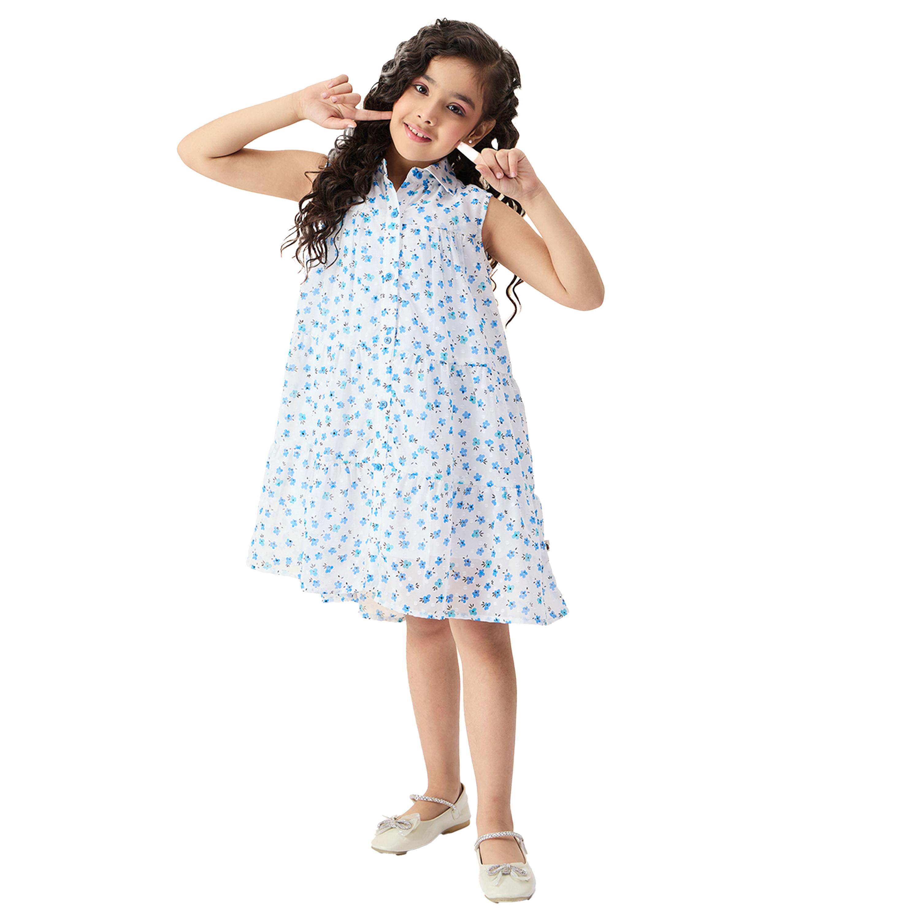 Stylo Bug X Styli Floral Print Collared Sleeveless Tiered Dress-girls-clothing-dressesandjumpsuits-image-1