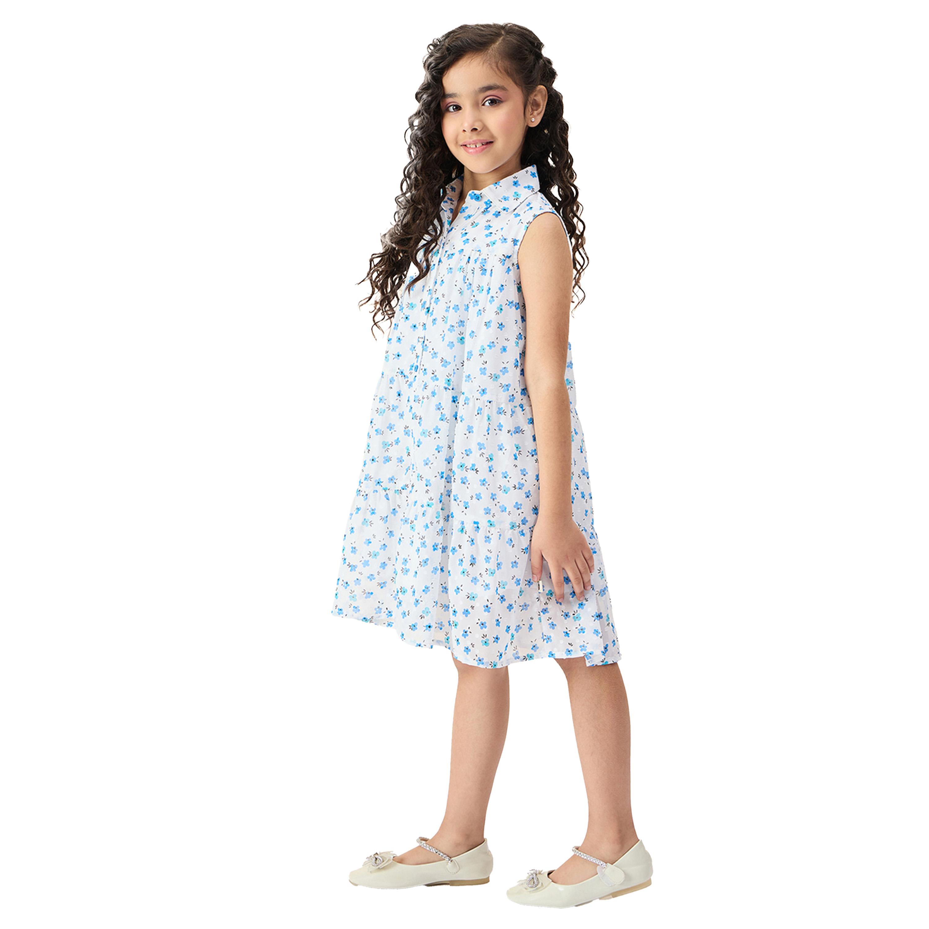 Stylo Bug X Styli Floral Print Collared Sleeveless Tiered Dress-girls-clothing-dressesandjumpsuits-image-3