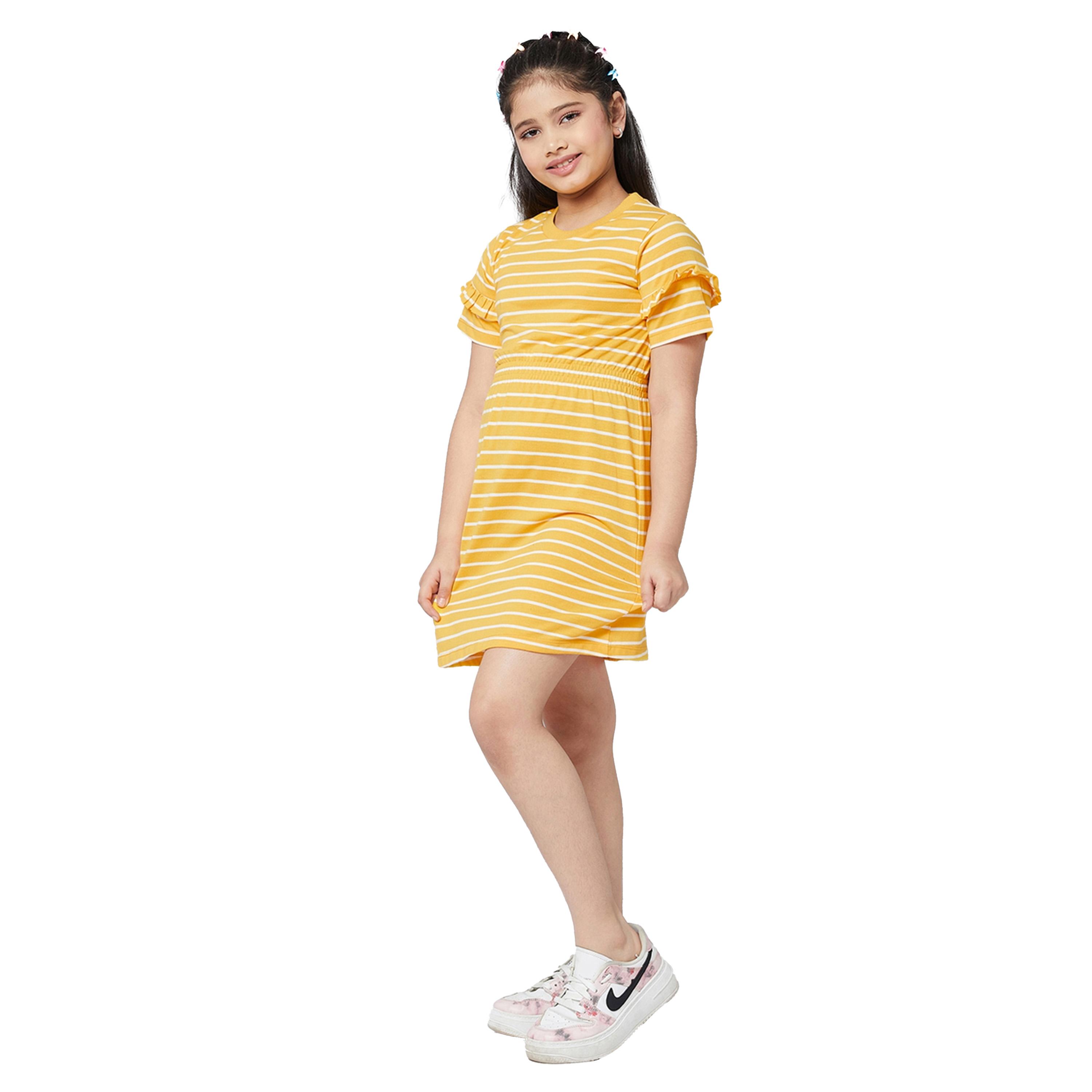 ستايلو باغ × ستايلي- فستان مخطط على شكل حرف A بياقة دائرية وتفاصيل مكشكشة-girls-clothing-dressesandjumpsuits-image-3