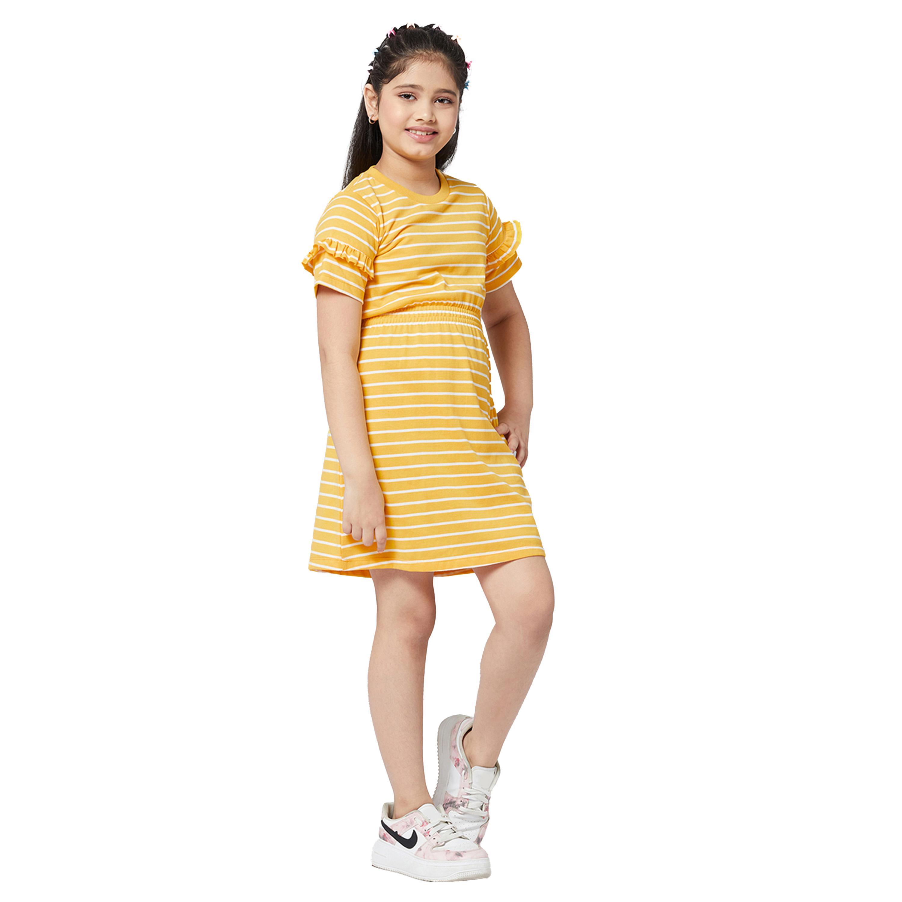 ستايلو باغ × ستايلي- فستان مخطط على شكل حرف A بياقة دائرية وتفاصيل مكشكشة-girls-clothing-dressesandjumpsuits-image-4
