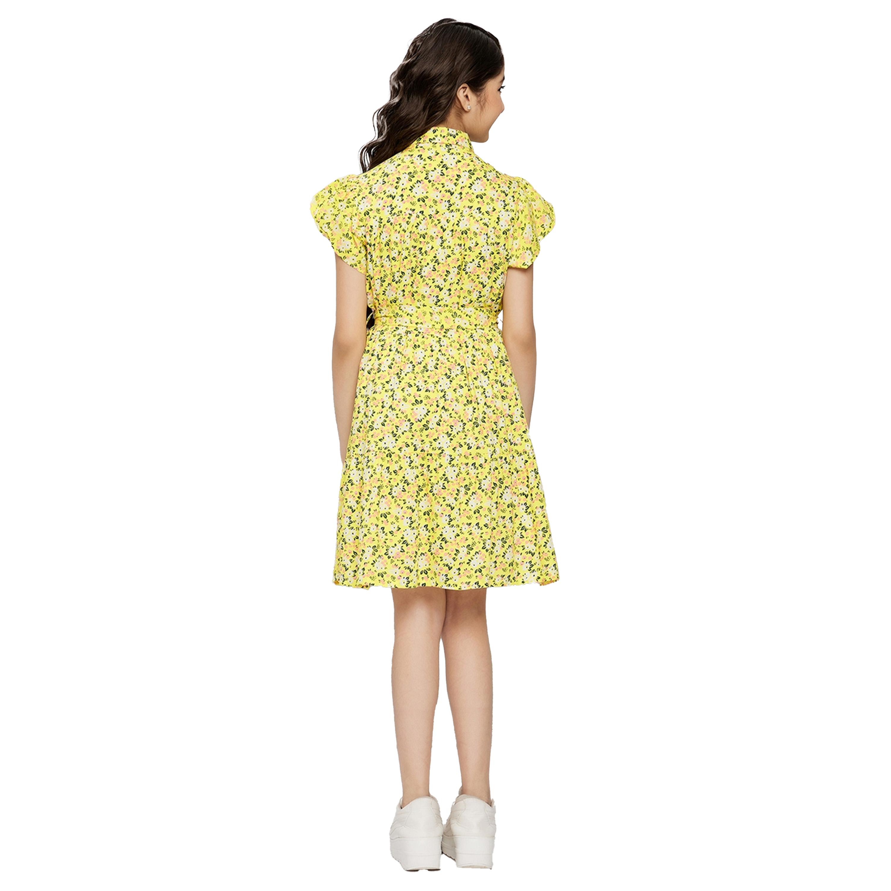 Stylo Bug X Styli Floral Print Collared Dress with Belt-girls-clothing-dressesandjumpsuits-image-5