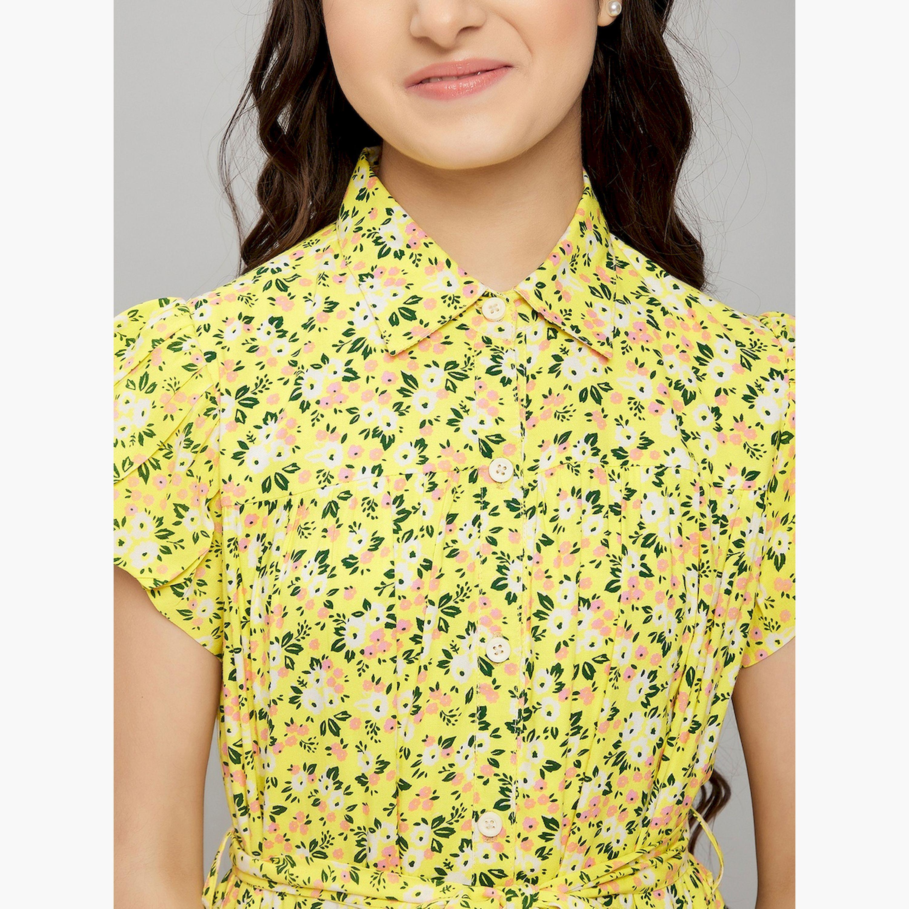 Stylo Bug X Styli Floral Print Collared Dress with Belt-girls-clothing-dressesandjumpsuits-image-6