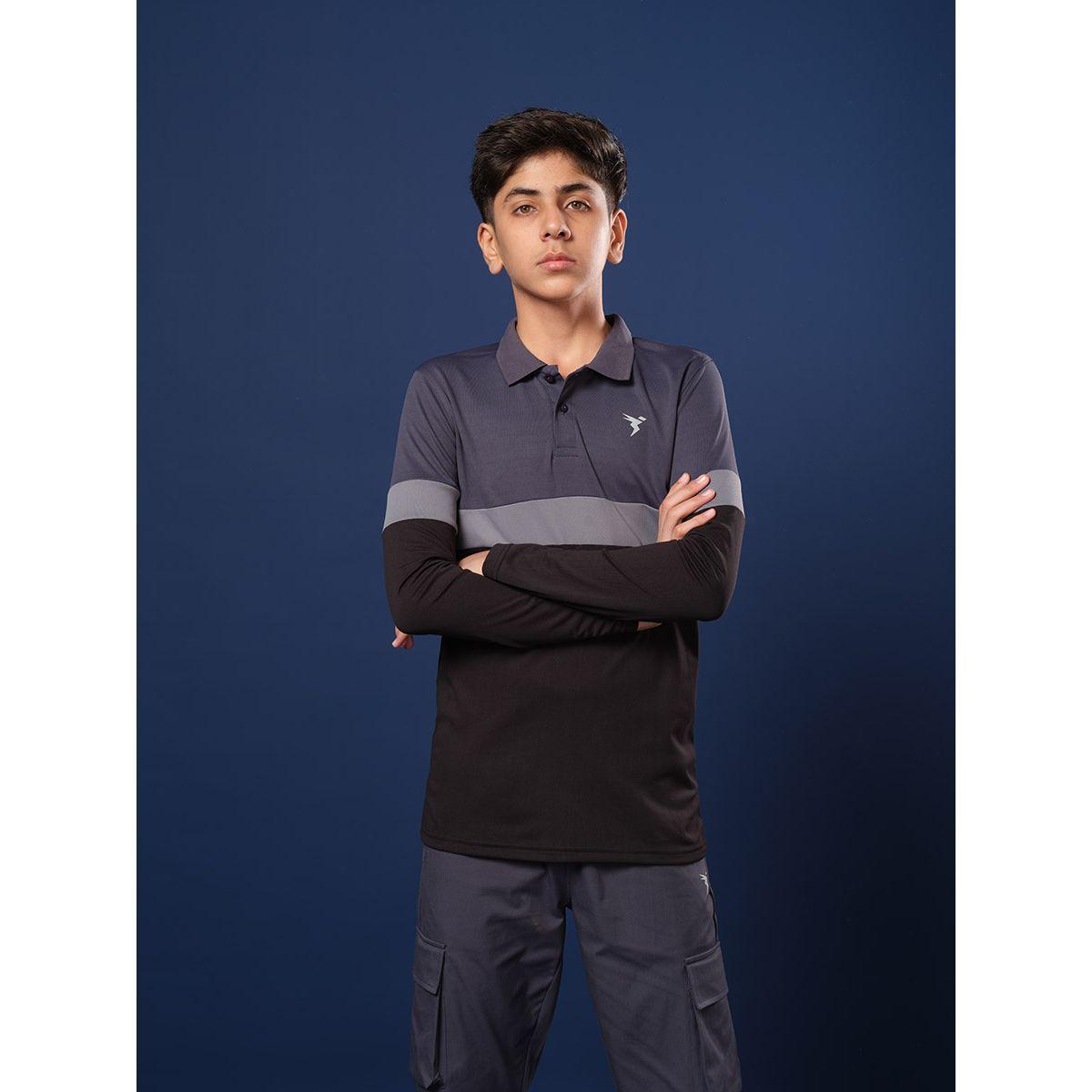 تيشيرت بولو بنمط كتل الالوان واكمام طويلة-boys-clothing-tshirtsandpolos-image-2