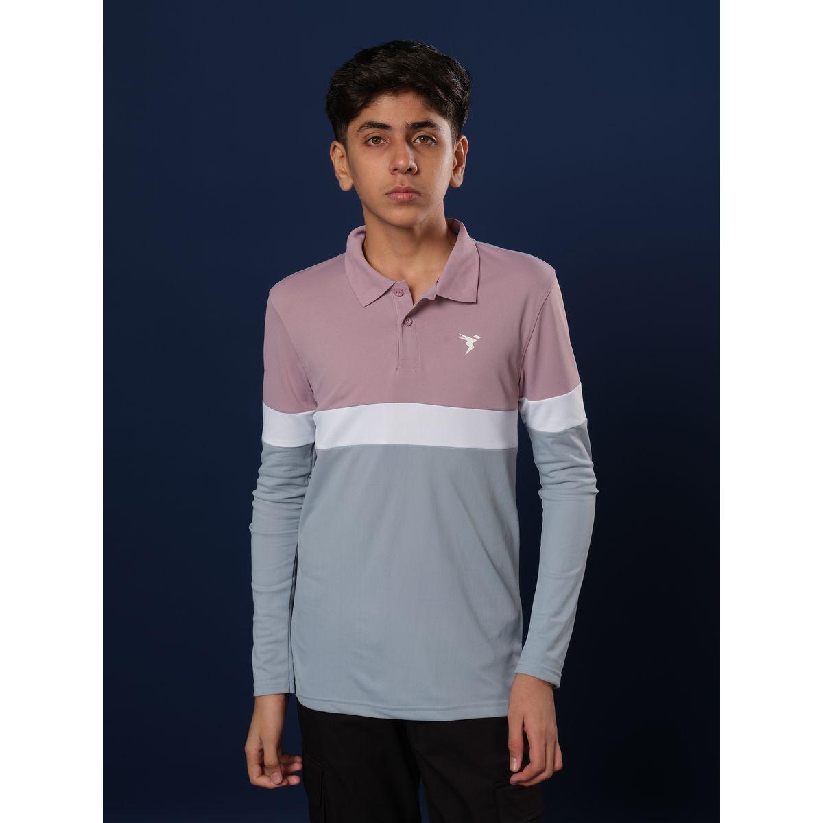 تيشيرت بياقة بولو ونمط كتل الالوان مع قصة سليم فت-boys-clothing-tshirtsandpolos-image-1