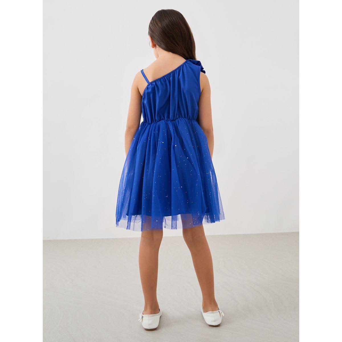 فستان منمق بياقة غير متماثلة الطول مع كورساج-girls-clothing-dressesandjumpsuits-image-4