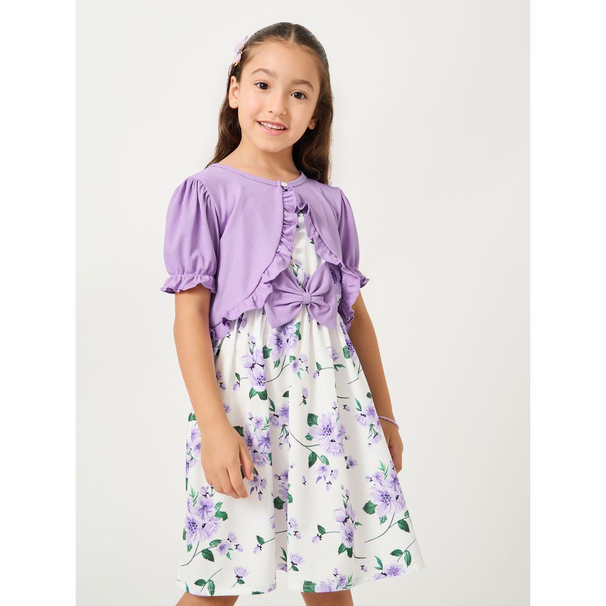 Styli All-Over Floral Print Strappy Dress with Shrug-girls-clothing-dressesandjumpsuits-image-2